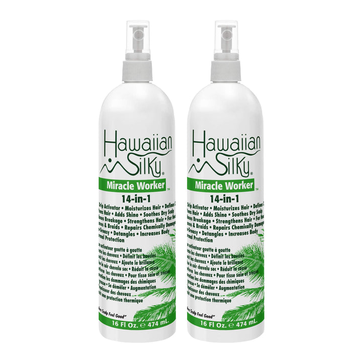 Hawaiian Silky 14-in-1 Miracle Worker 16 oz, Keratin Leave-In Conditioner (Pack of 2)