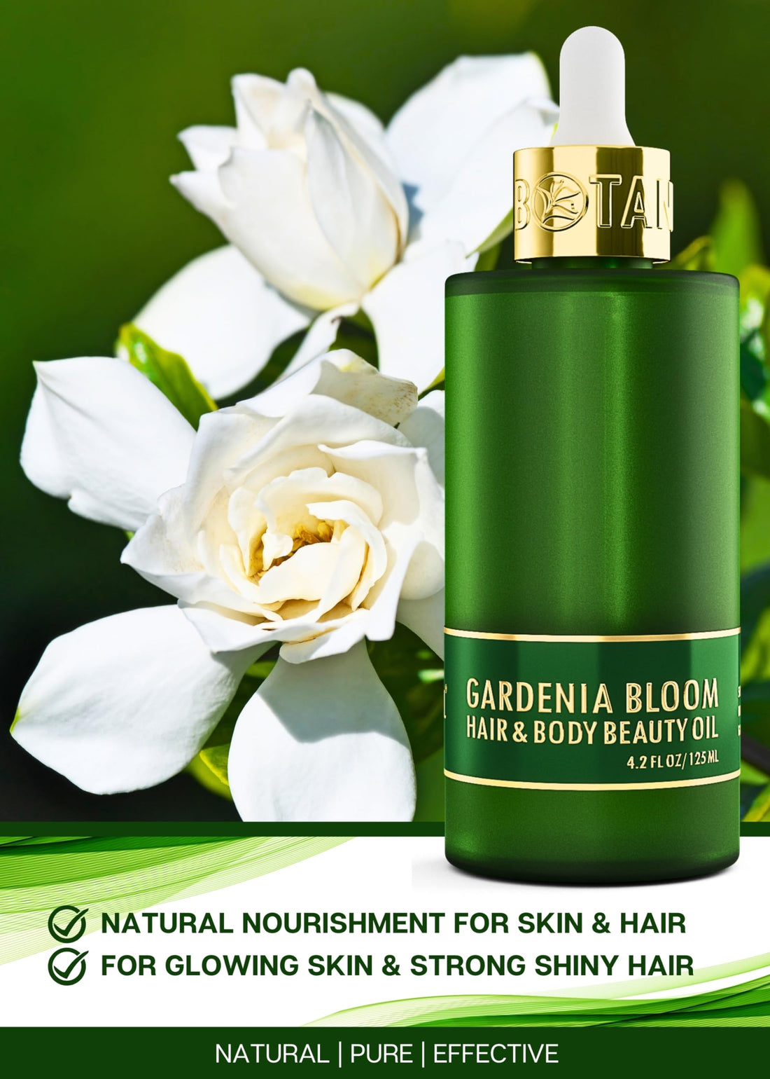 Botanical Nourishing Oil for Body & Hair | Gardenia Bloom | Organic, Pure, Natural Skincare (4.2 fl oz | 125 ml)