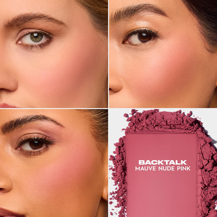 Urban Decay Face Bond Long-Lasting Blush Suede (Backtalk - Mauve Nude Pink), Buildable Matte Finish, Blurring Effect, Waterproof, Sweat-Resistant, All Day Wear, Noncomedogenic - 0.21 oz