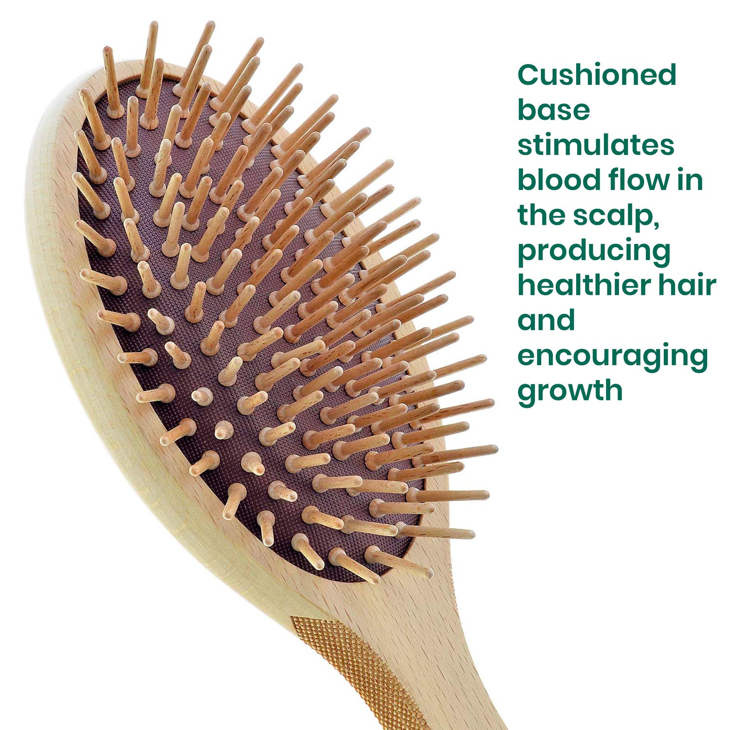 Giorgio GIONAT3 (9.25) Eco Friendly Beechwood Anti-Static Wood Bristle Hair Brush - All Natural Detangling Experience for Men and Women, Home and Travel, Thick and Thin Hair (Large)