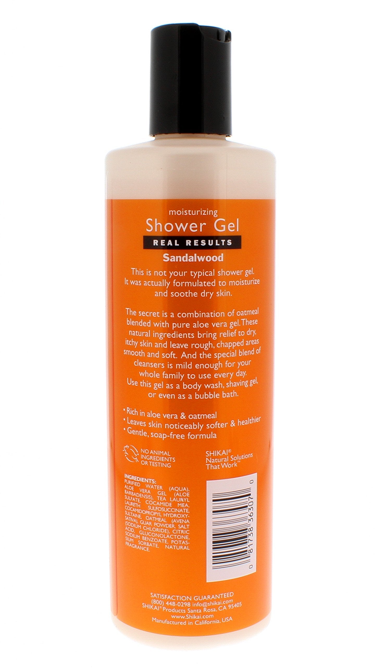 Shikai - Daily Moisturizing Shower Gel, Rich in Aloe Vera & Oatmeal That Leaves Skin Noticeably Softer & Healthier, Relief For Dry Skin, Gentle Soap-Free Formula (Sandalwood, 12 Ounce, Pack of 3)