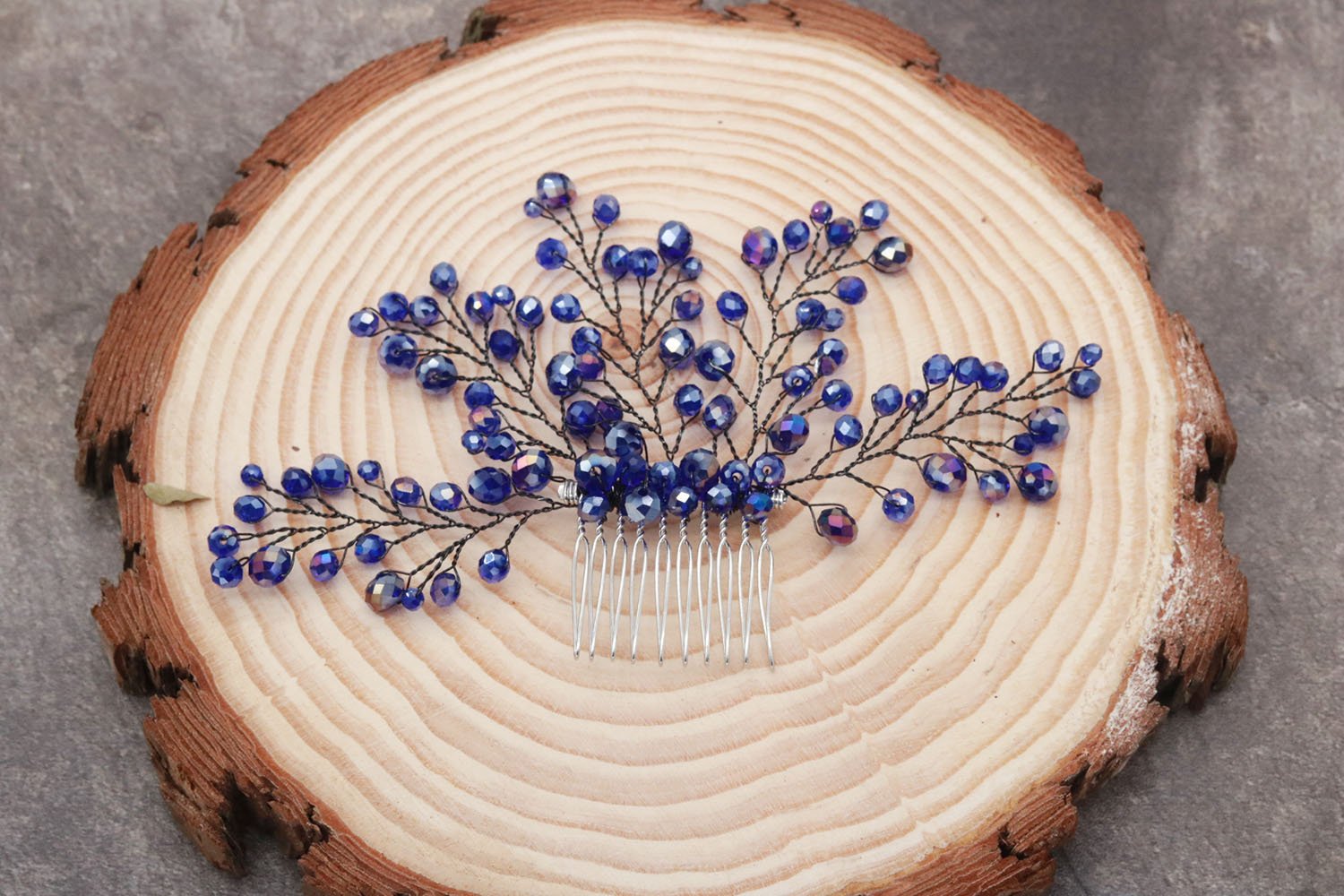 Missgrace Bridal Bridesmaid Wedding Blue Hair Comb Women Crystal Hair Clip Headpiece for Wedding Party and Special Occasions