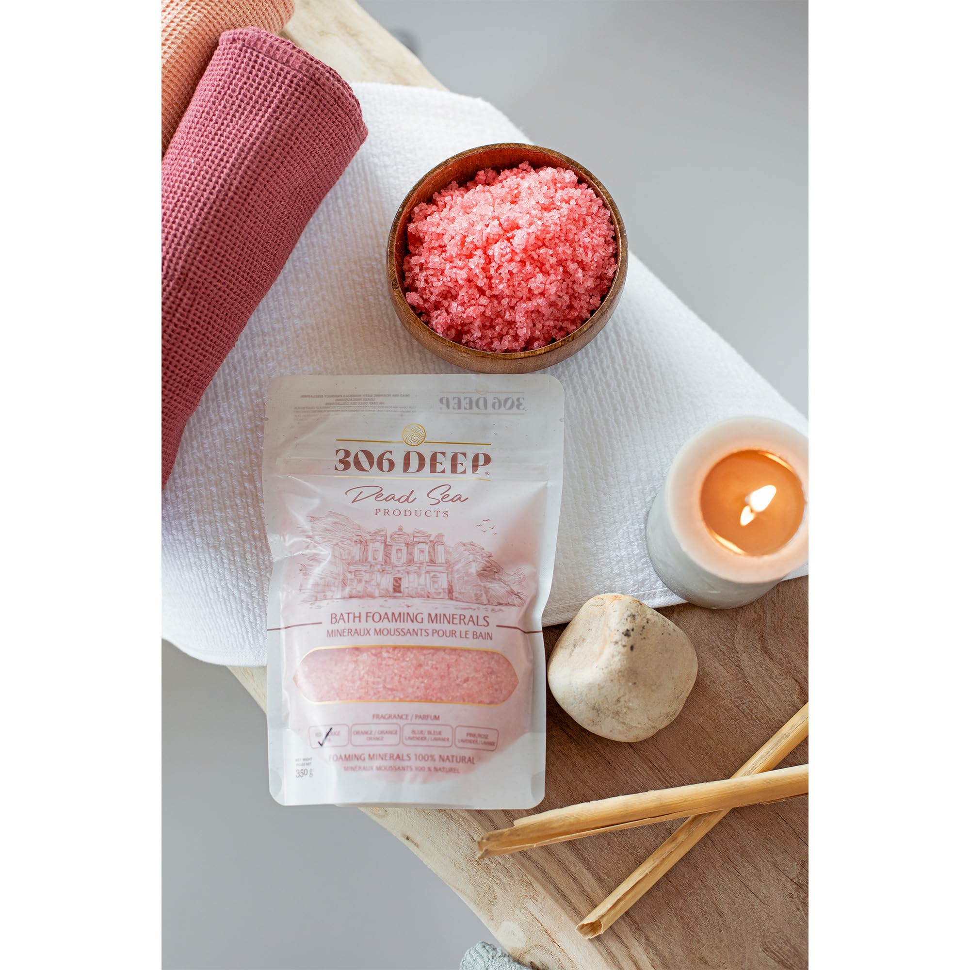 306 Deep Dead Sea Bath Salts Foaming Minerals - Red Dead Sea Coarse Mineral for Soaking with Rose Essential Oils, Alternative to Magnesium Flakes and Epsom Salt, Relaxing Bath Products for Men & Women