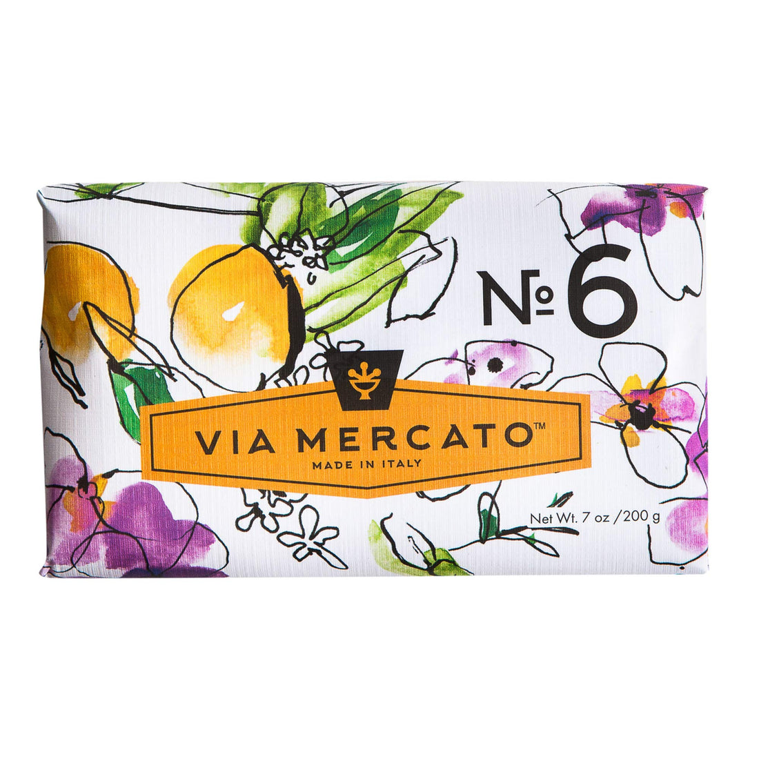 Via Mercato Italian Soap Bar (200g), No. 6 - Orange Blossom and Cedar wood