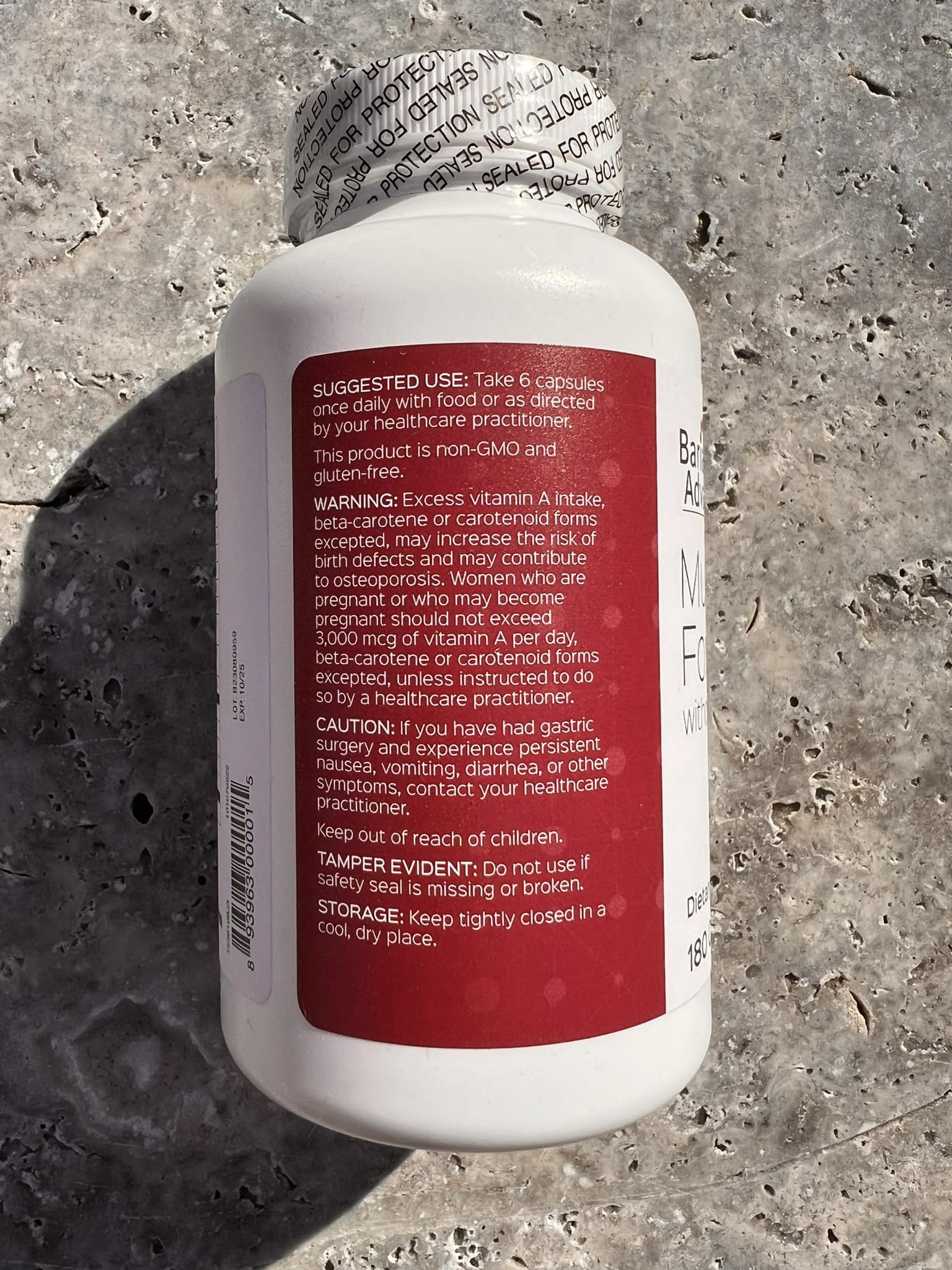 Bariatric Advantage Multi Formula without Iron, High Potency Daily Multivitamin for Bariatric Surgery Patients with 22 Essential Vitamins and Nutrients - 180 Capsules