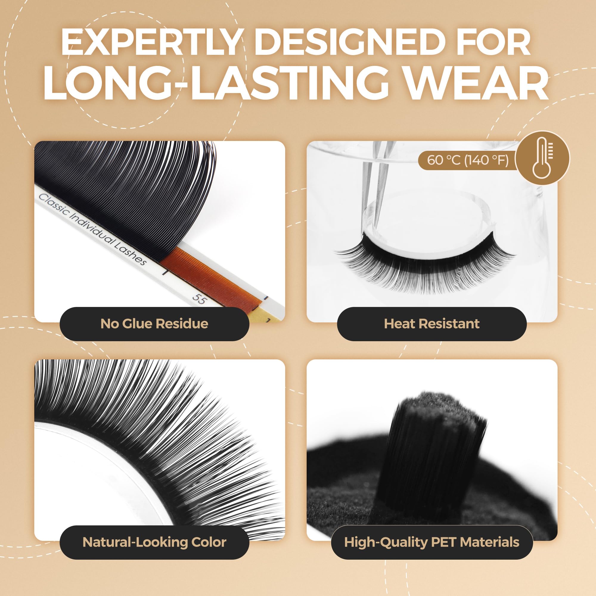 LASHVIEW Classic Lash Extensions, C Curl 8-15mm Mixed 0.15 Classic Lashes, Classic Individual Lash Extensions, Professional Lash Trays for Lash Extensions
