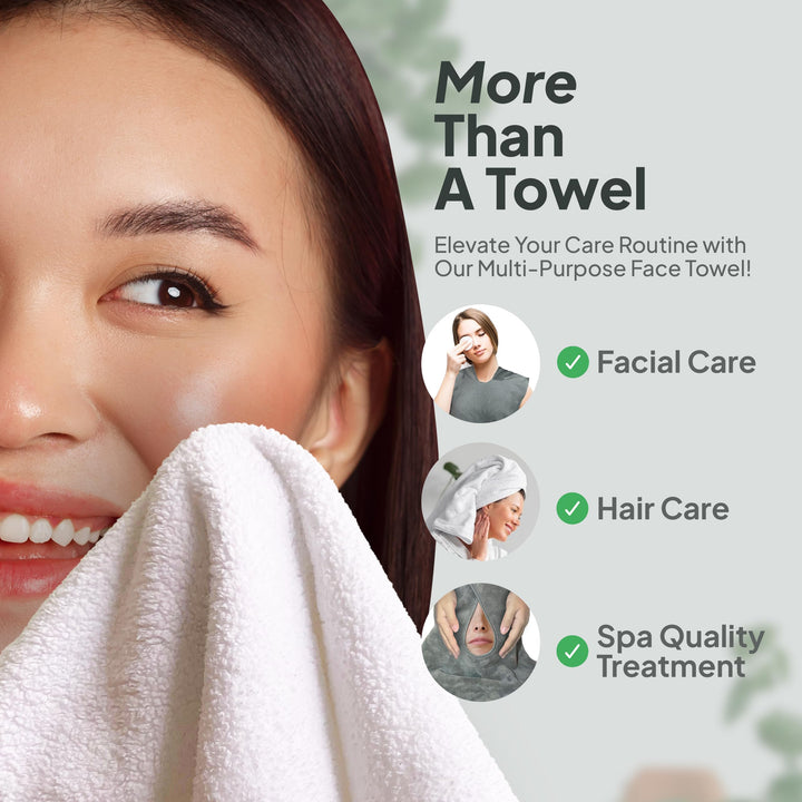 KINTANO Salon Towels Esthetician Essentials – Luxurious Ultra-Soft Feel Microfiber Face Towel Facial Towels for Estheticians, Barber Shop, Massage – Pack of 5 U-Shaped Microfiber Face Cloth - White