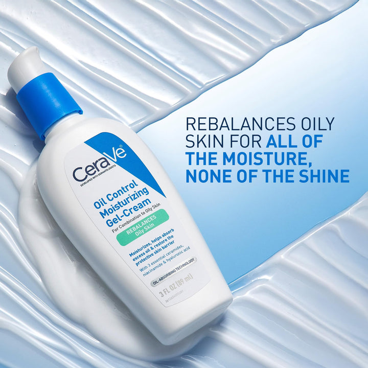 CeraVe Oil Control Moisturizing Gel-Cream, Face Moisturizer for Oily Skin, Niacinamide, Hyaluronic Acid & Oil Absorbing Technology To Rebalance Oily Skin, Non-Comedogenic, Fragrance Free & Oil-Free