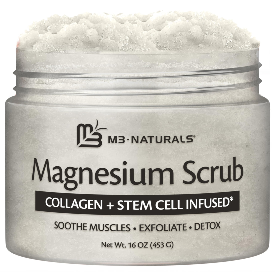 Magnesium Body Scrub for Sore Muscles, Exfoliation, Relaxation and Deep Hydration | Calming & Moisturizing Mineral-Rich Dead Sea Salt Formula With Collagen, Stem Cell & Shea Butter, 16 OZ (453 G)