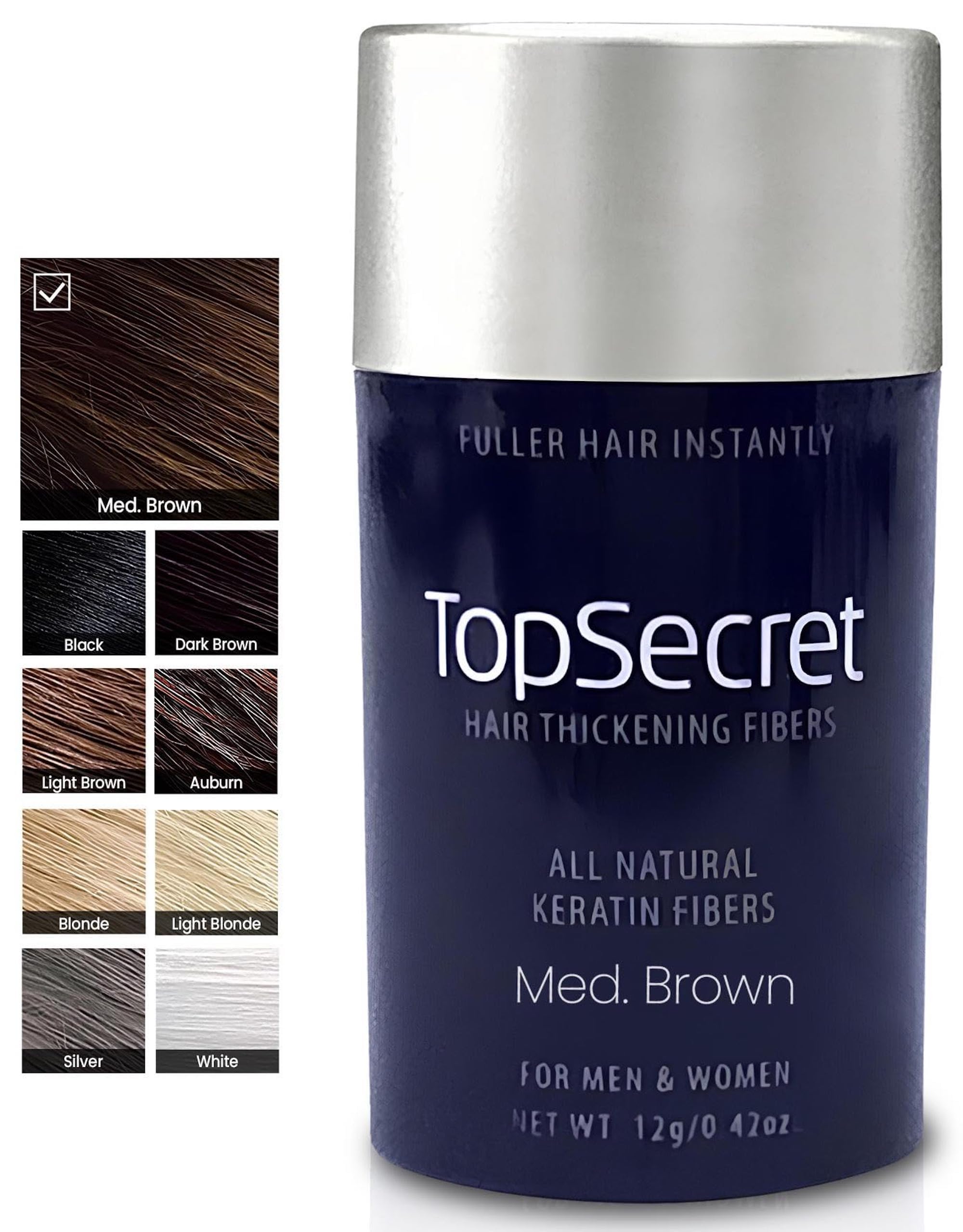 .42 Oz, Medium Brown: Top Secret Hair Thickening Fibers -Regular Size Refill (.42 Oz.) Medium Brown