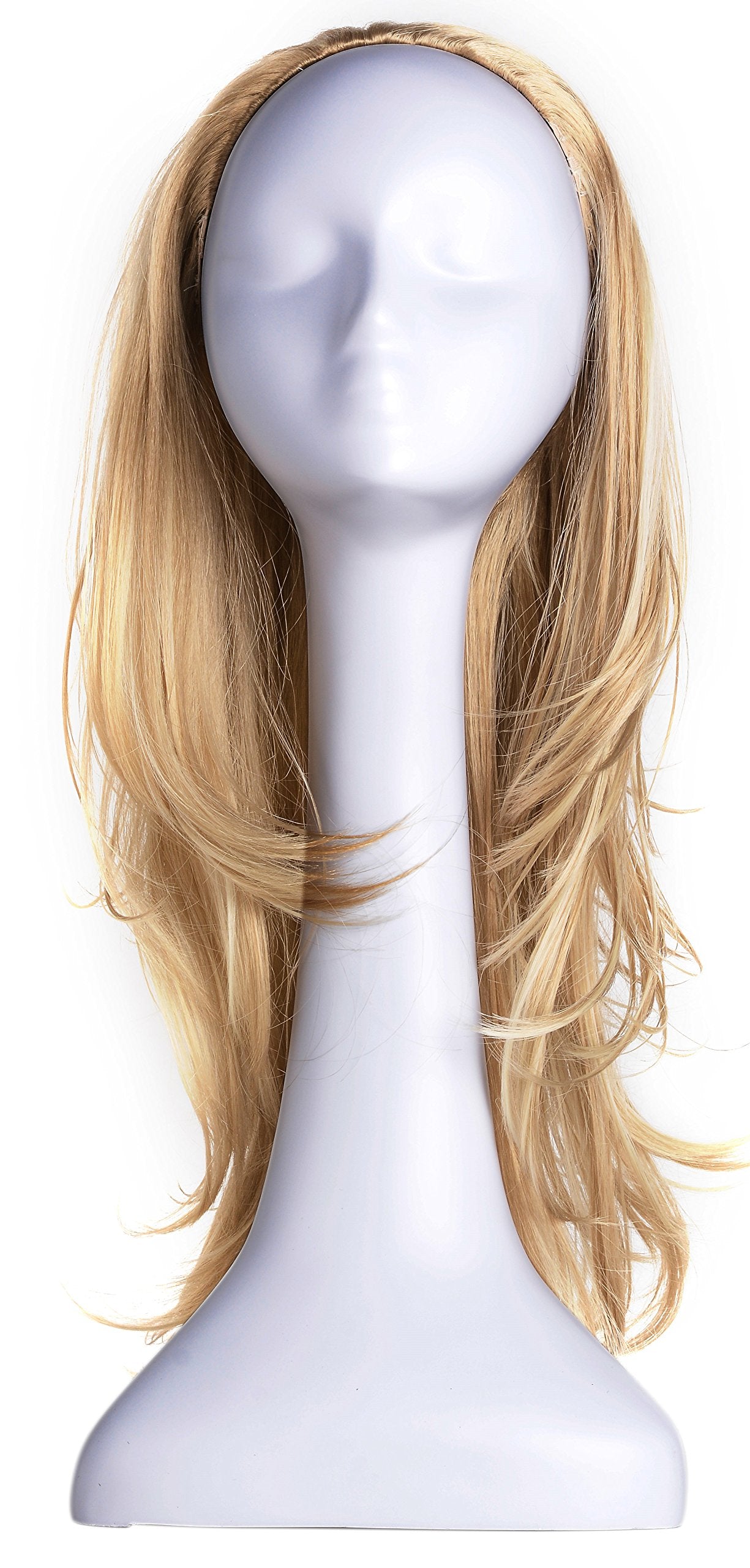 R1488H : OneDor 22 Slight Curly 3/4 Ladies Half Wig Kanekalon Hair Synthetic Wigs with Comb on a mesh head cap (R1488H)