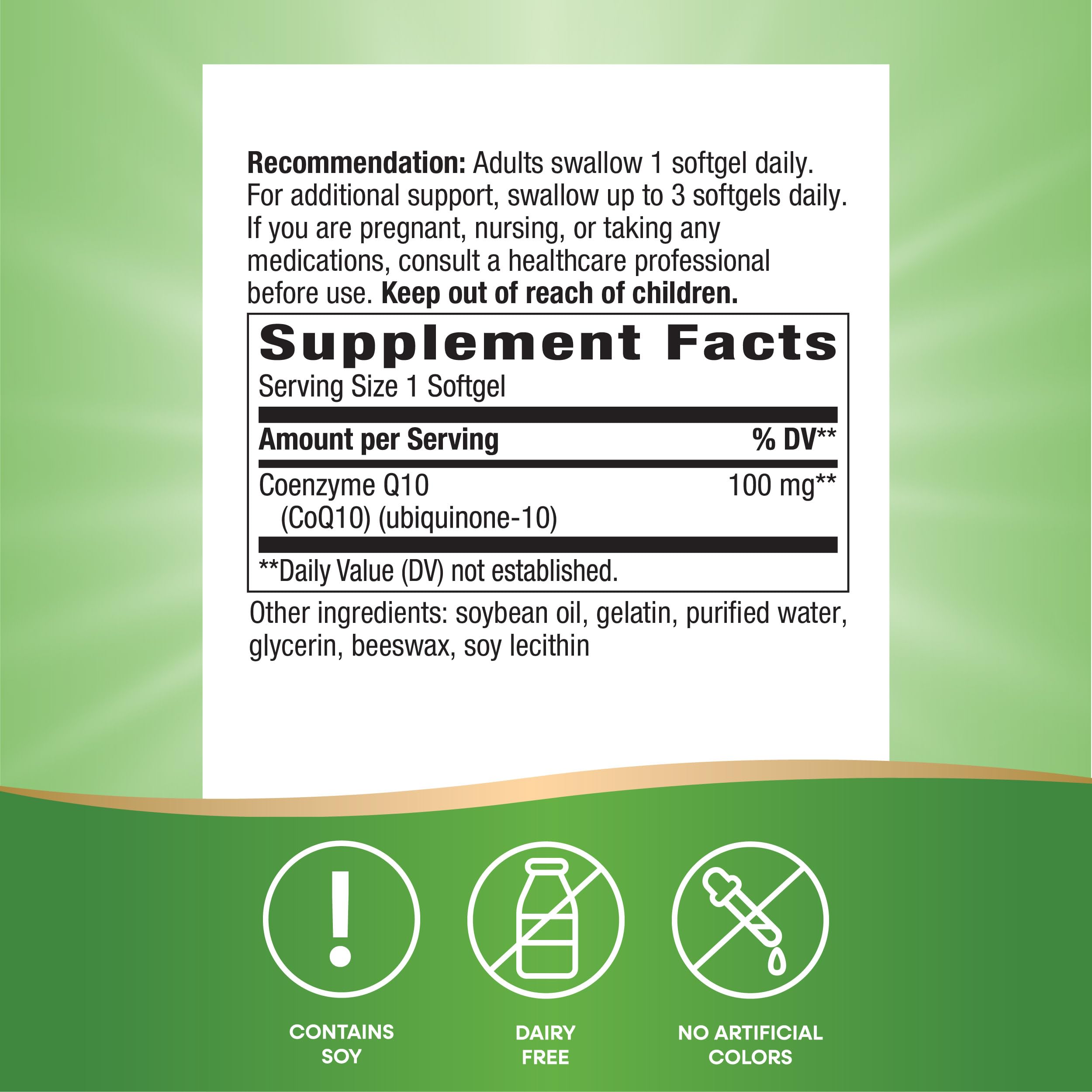 Nature's Way CoQ10 with Ubiquinone, Supports Heart Health*, Supports Cellular Energy Production*, 100 mg per Serving, 120 Softgels