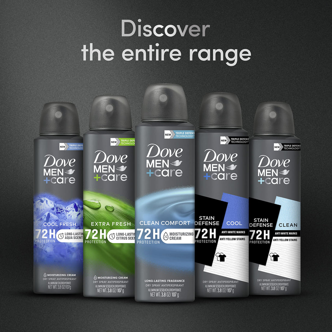 Dove Men+Care Antiperspirant Deodorant Clean Comfort Dry Spray For Men 72-hour Sweat and Odor Protection with Triple Defense Technology 3.8 oz