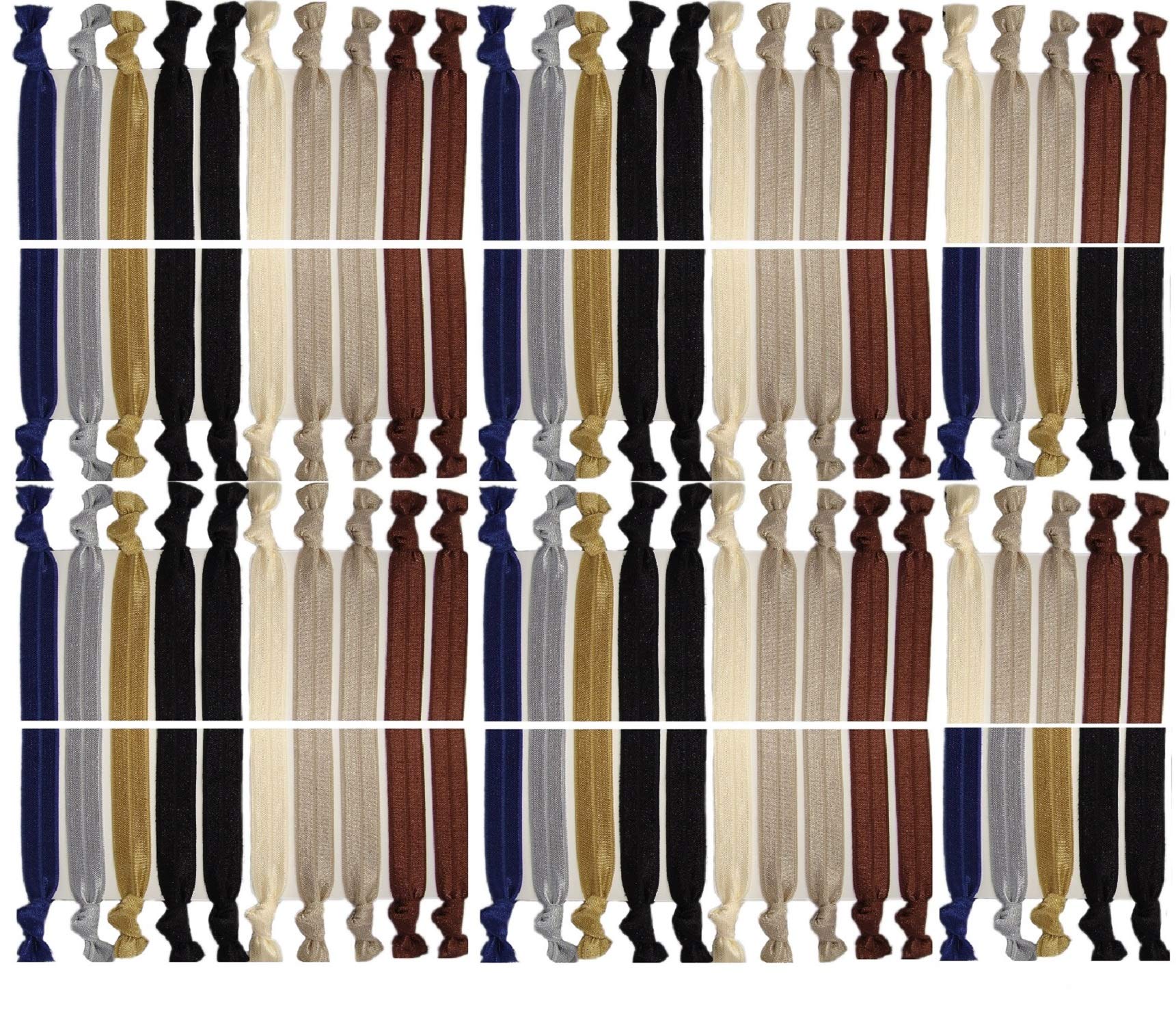 Kenz Laurenz 100 Hair Ties Ponytail Holder, Neutral Tones