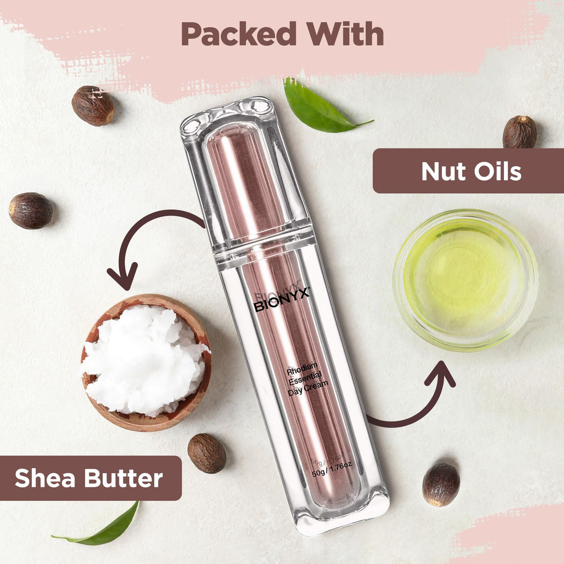 Bionyx Rhodium Day Cream for Face - Moisturizing Face Cream with Sunflower and Shea Butter - Wrinkle Cream for Face - 1.76 Fl. Oz.