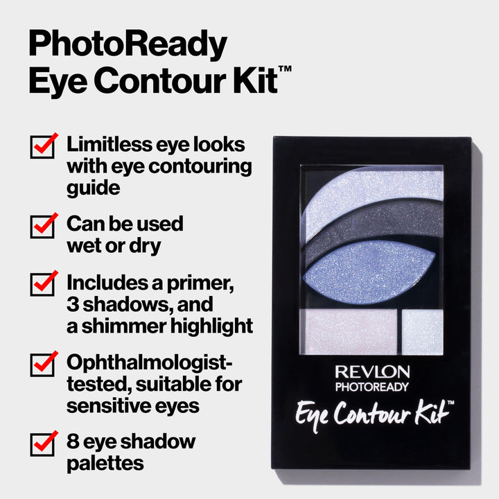 Revlon PhotoReady Eye Contour Kit, Eyeshadow Palette with 5 Wet/Dry Shades & Double-Ended Brush Applicator, Rustic (523), 0.1oz