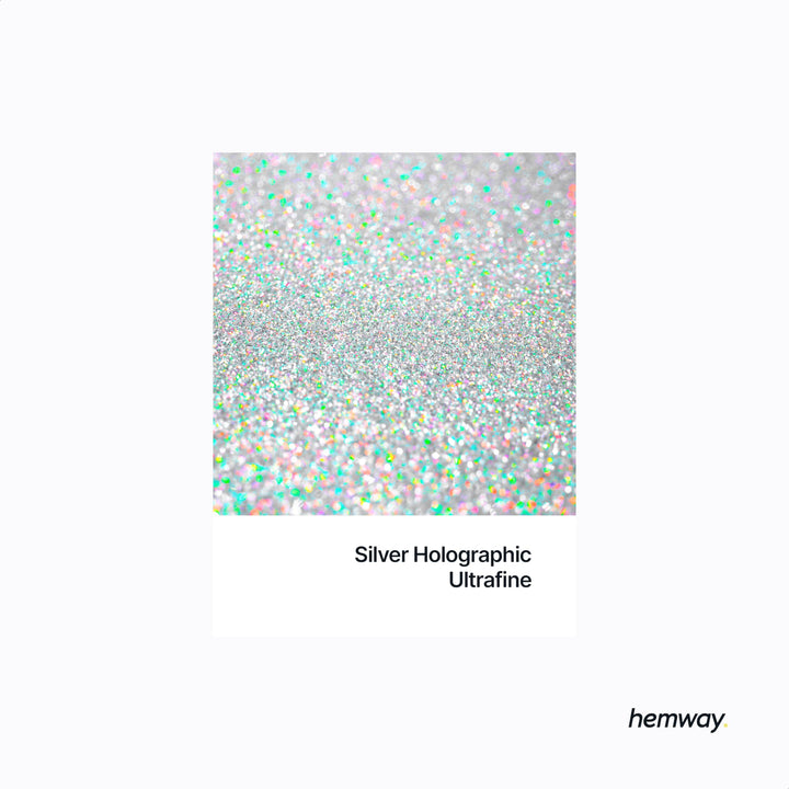 Hemway Eco Friendly Biodegradable Glitter 100g / 3.5oz Bio Cosmetic Safe Sparkle Vegan for Face, Eyeshadow, Body, Hair, Nail and Festival Makeup - Ultrafine (1/128 0.008 0.2mm) - Silver Holographic