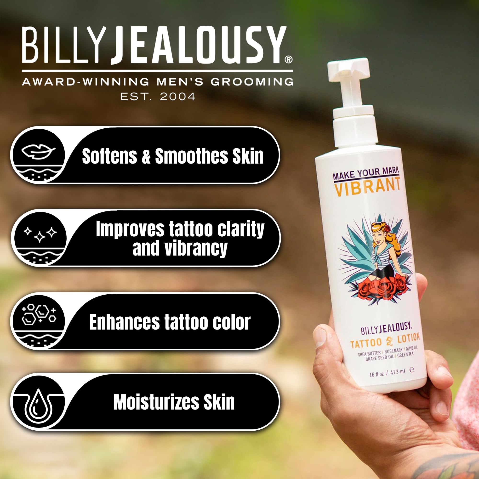 Billy Jealousy Make Your Mark Vibrant Tattoo Lotion 473ml/16oz