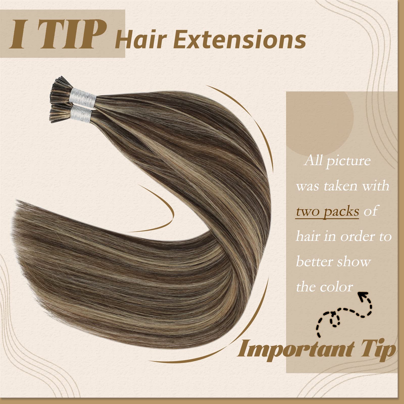 20, Dark Brown With Caramel Blonde: Youngsee 20 Inches Piano Color I Tip Hair Extensions Dark Brown Mixed With Caramel Blonde Remy Straight Pre Bonded Keratin Fusion Hair Extensions 50Gra