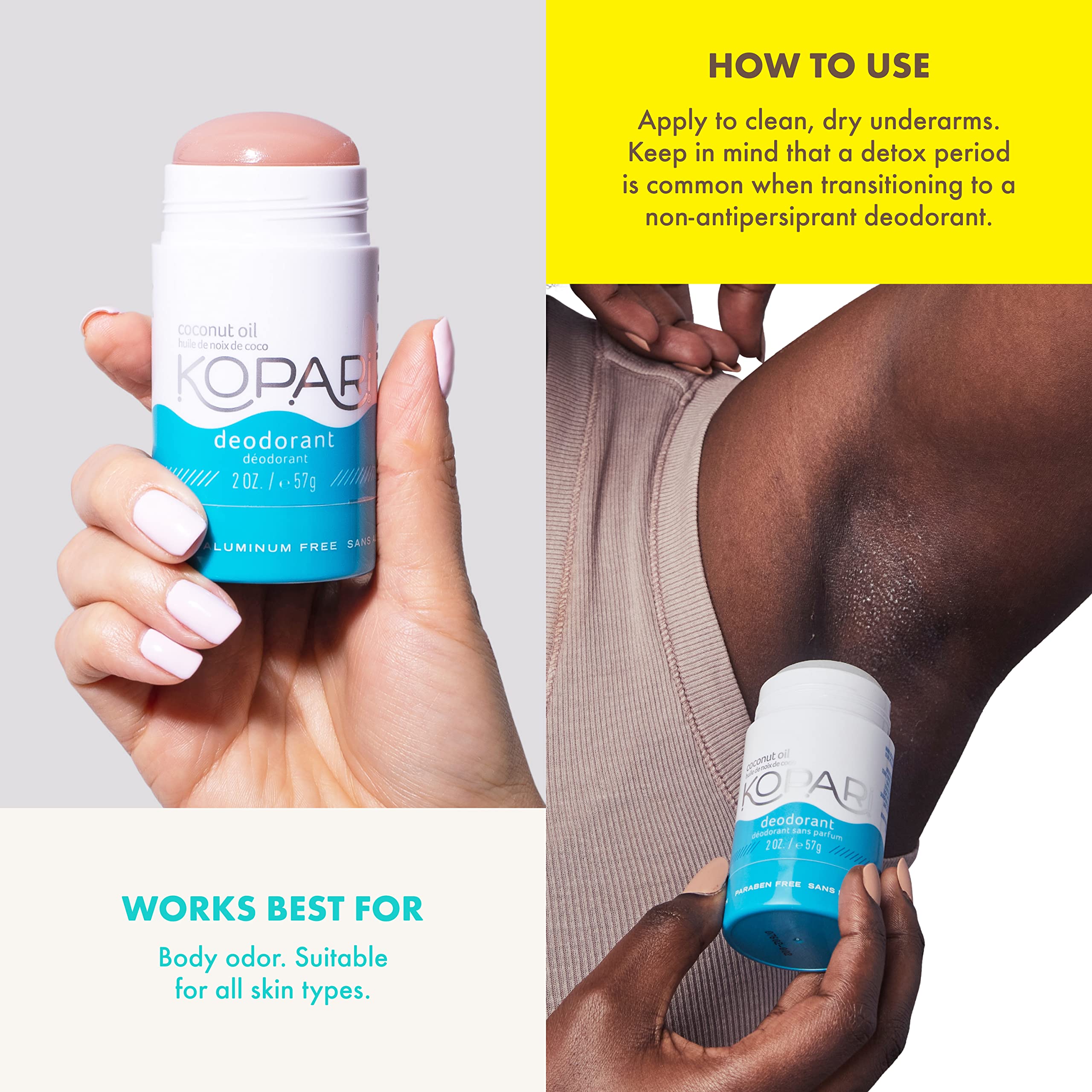 Kopari Aluminum-Free Deodorant | Non-Toxic, Paraben Free, Gluten Free & Cruelty Free Men's and Women's Deodorant | Made with Organic Coconut Oil | 2.0 oz