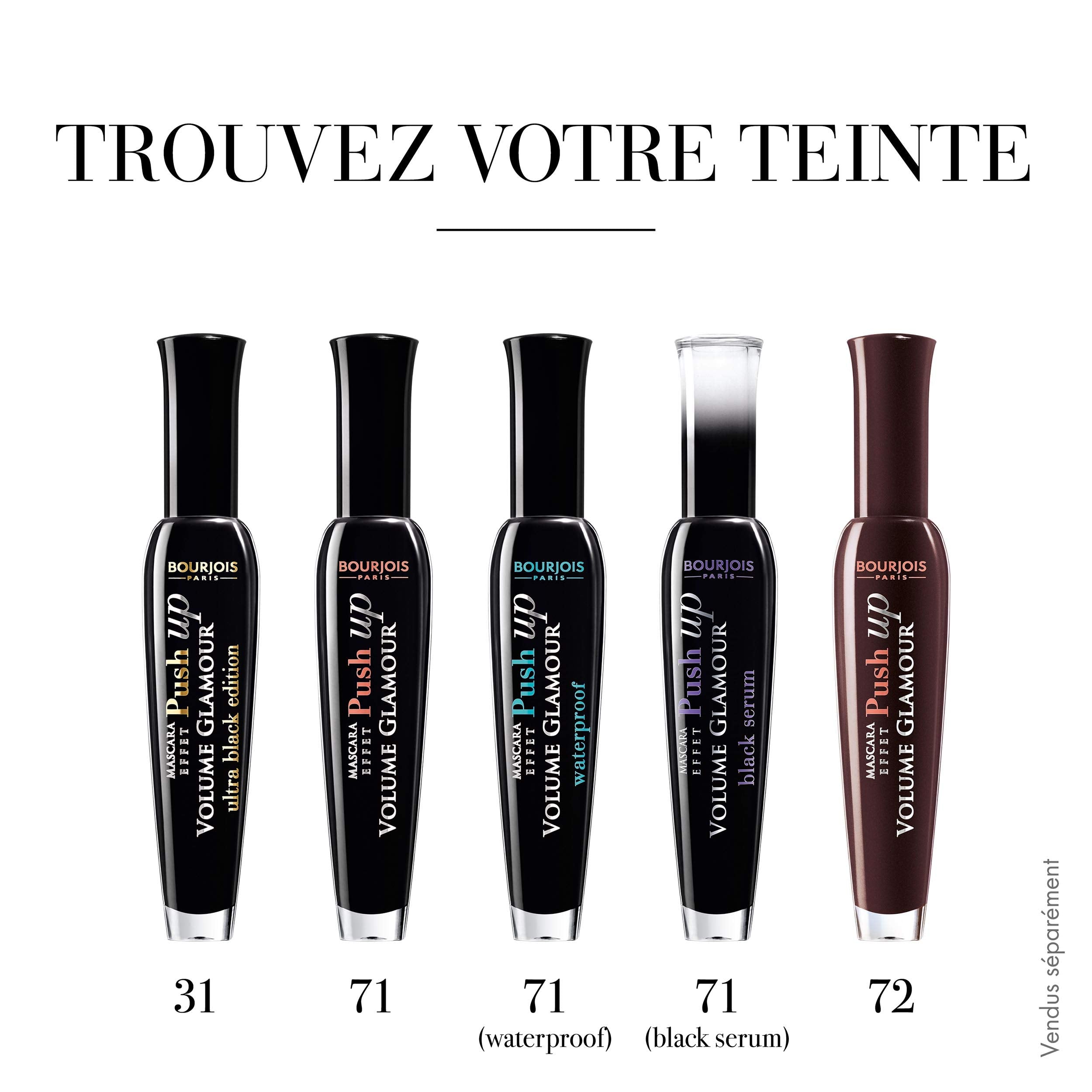 Bourjois Volume Glamour Push Up Waterproof No. 71 Black Mascara for Women, 0.24 Ounce