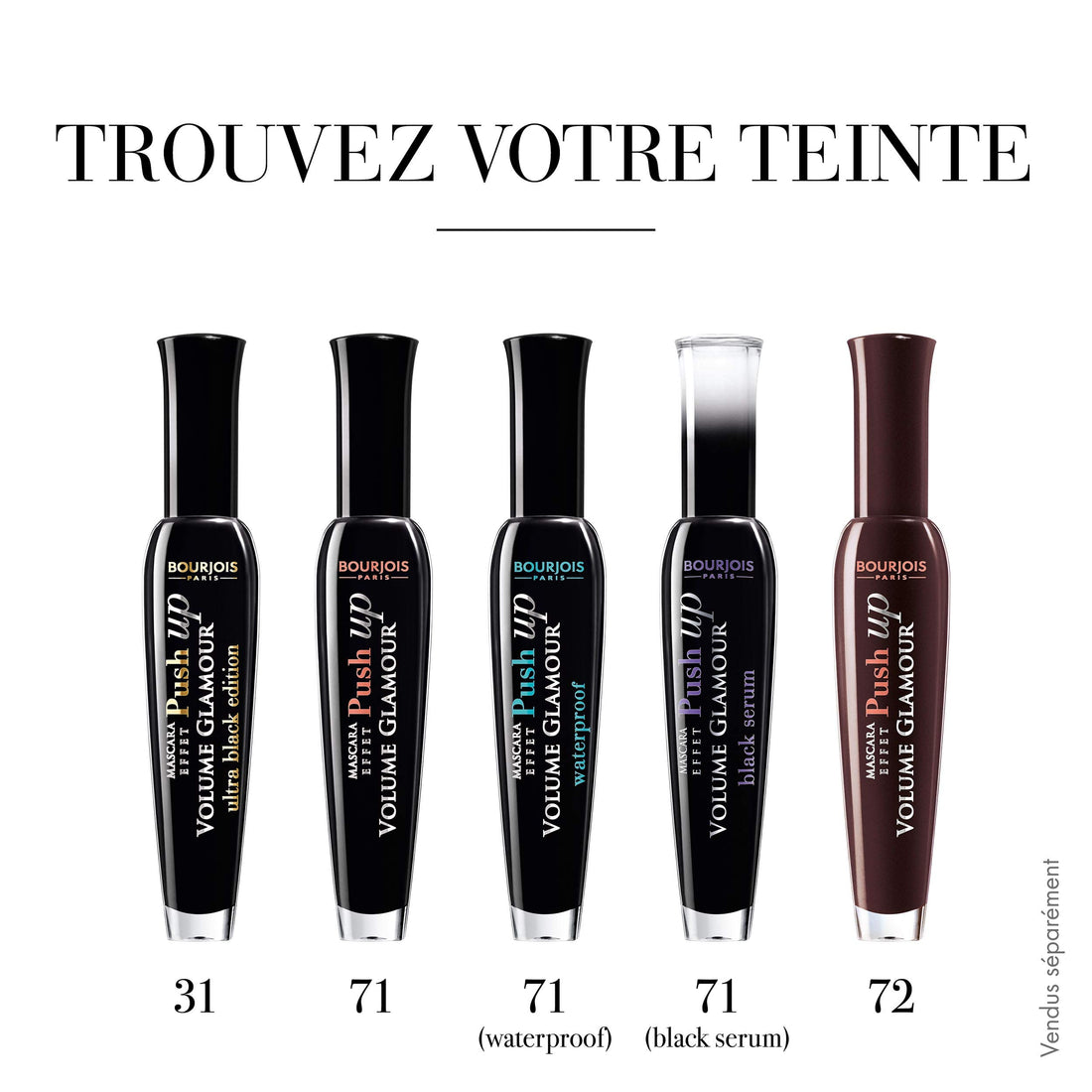 Bourjois Volume Glamour Push Up Waterproof No. 71 Black Mascara for Women, 0.24 Ounce