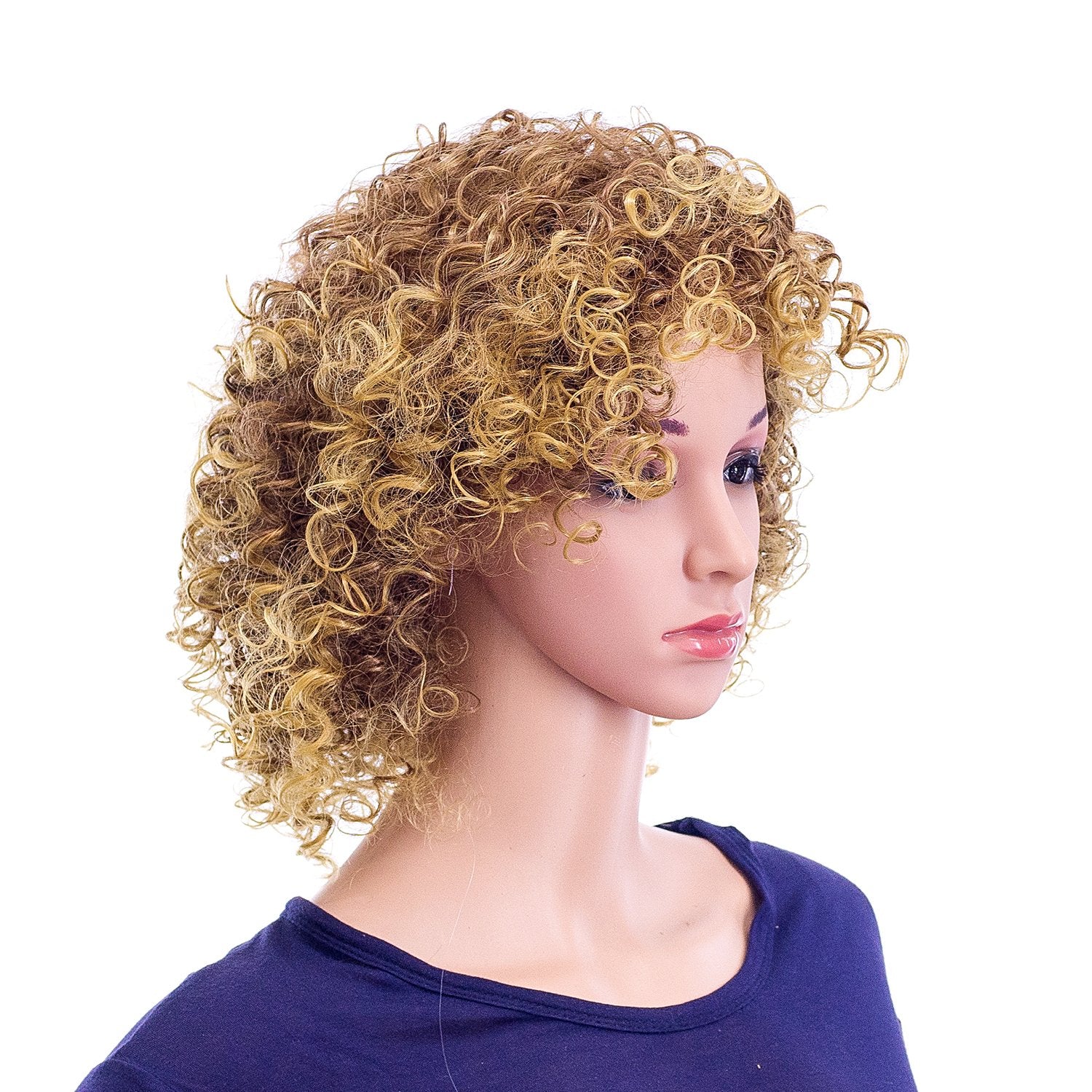 Light Brown Auburn Blonde Mixed: SWACC 12-Inch Short Big Bouffant Curly Wigs for Women Synthetic Heat Resistant Fiber Hair Pieces with Wig Cap (Light Brown Auburn Blonde Mixed)