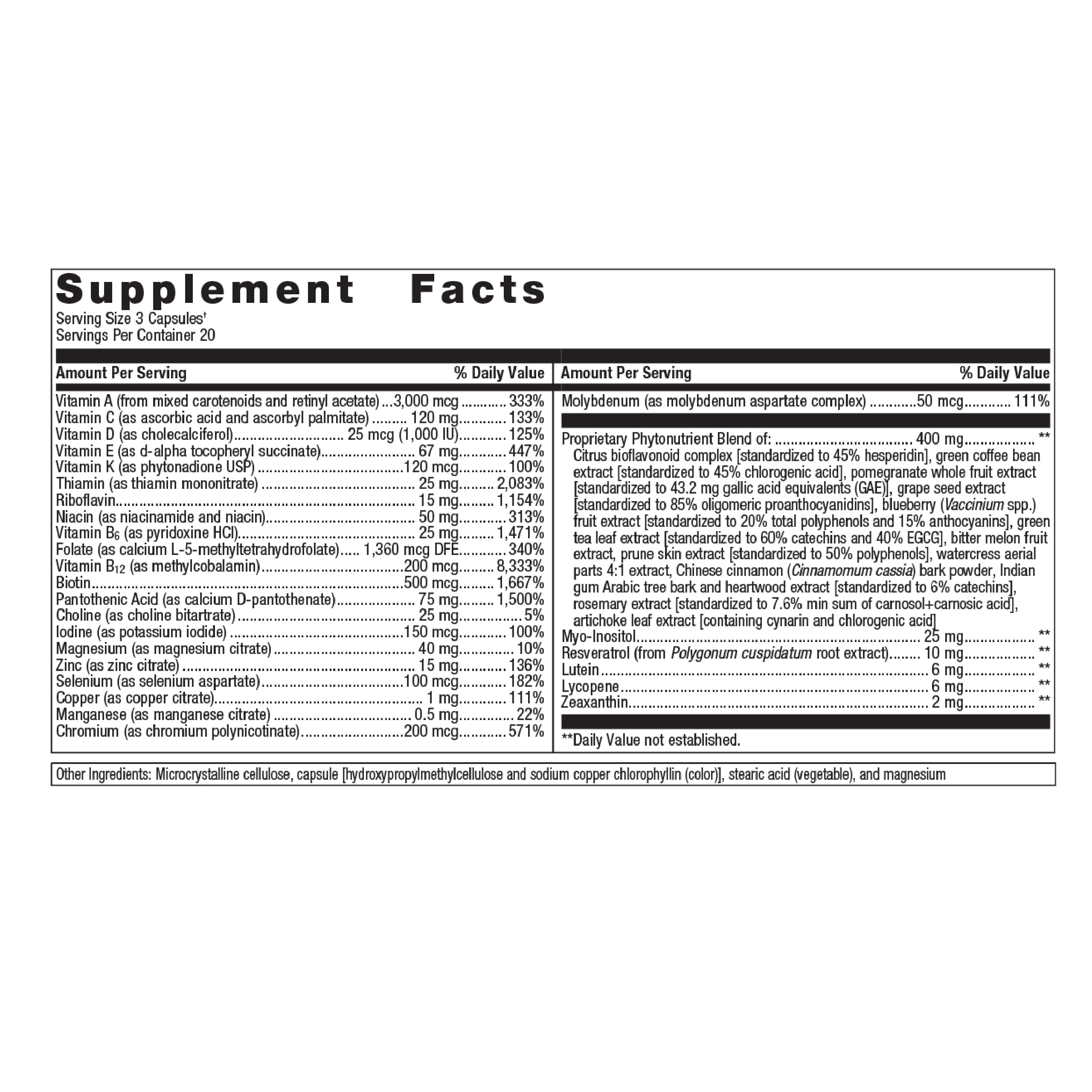 Metagenics PhytoMulti Multivitamin - Daily Multivitamins with Phytonutrients - Multivitamin for Men & Women - PhytoMulti Multivitamin Supplement - with Zinc & B6 Vitamins - 60 Capsules