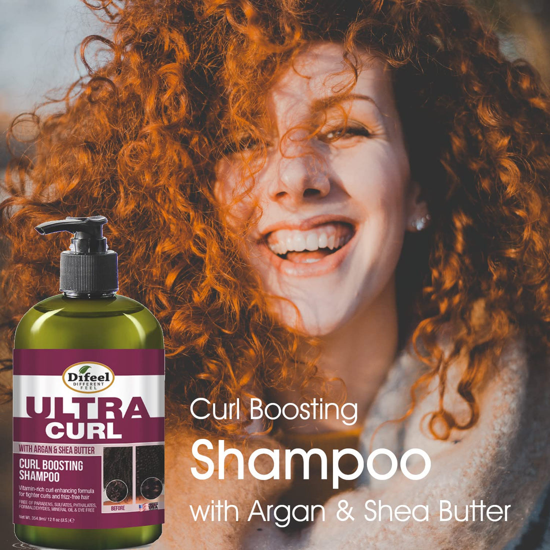 Difeel Ultra Curl 3-PC Curl Enhancing Hair Care Set : Ultra Curl Shampoo 12 oz, Conditioner 12 oz & Hair Mask 12 oz Set