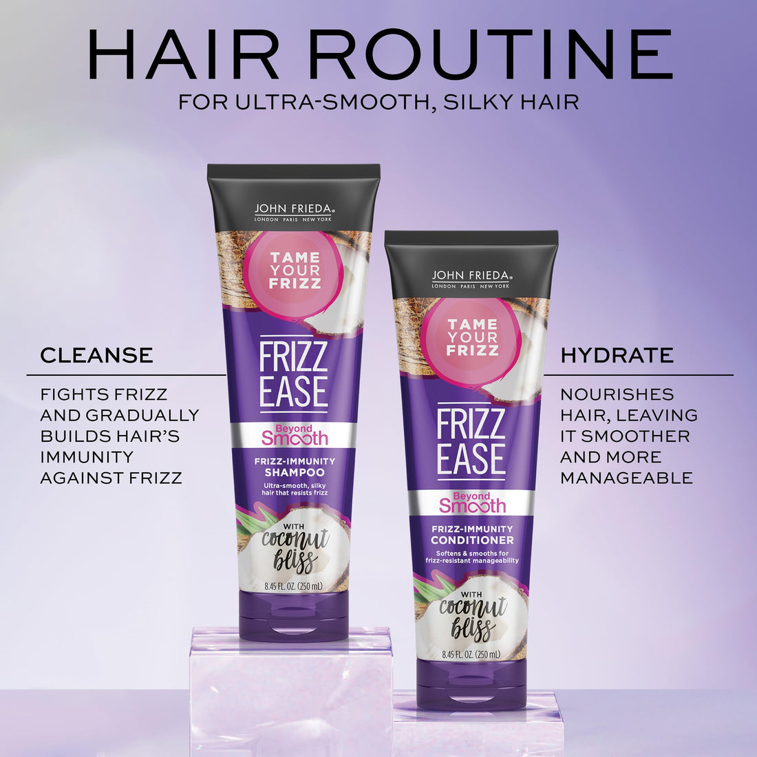 John Frieda Frizz Ease Beyond Smooth Bundle: Frizz Immunity Shampoo & Conditioner, 8.45 OunceEach