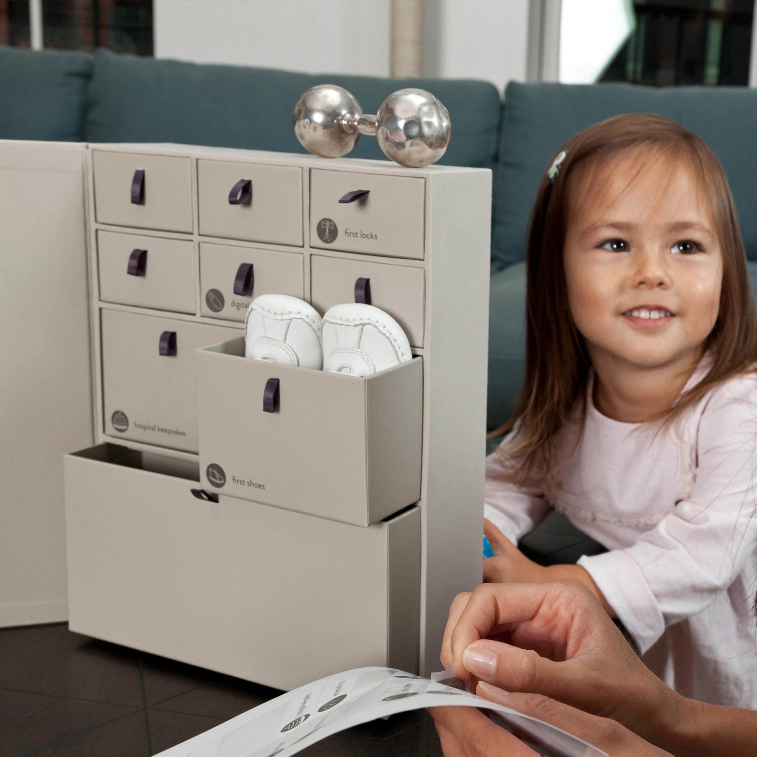 Savor | The Original Deluxe Keepsake Box | Fabric Bound Acid-Free Gender-Neutral Minimalist Newborn Keepsake and Memory Organizer with Labels | For Pregnancy, Mother's Day, Baby Shower, New Baby