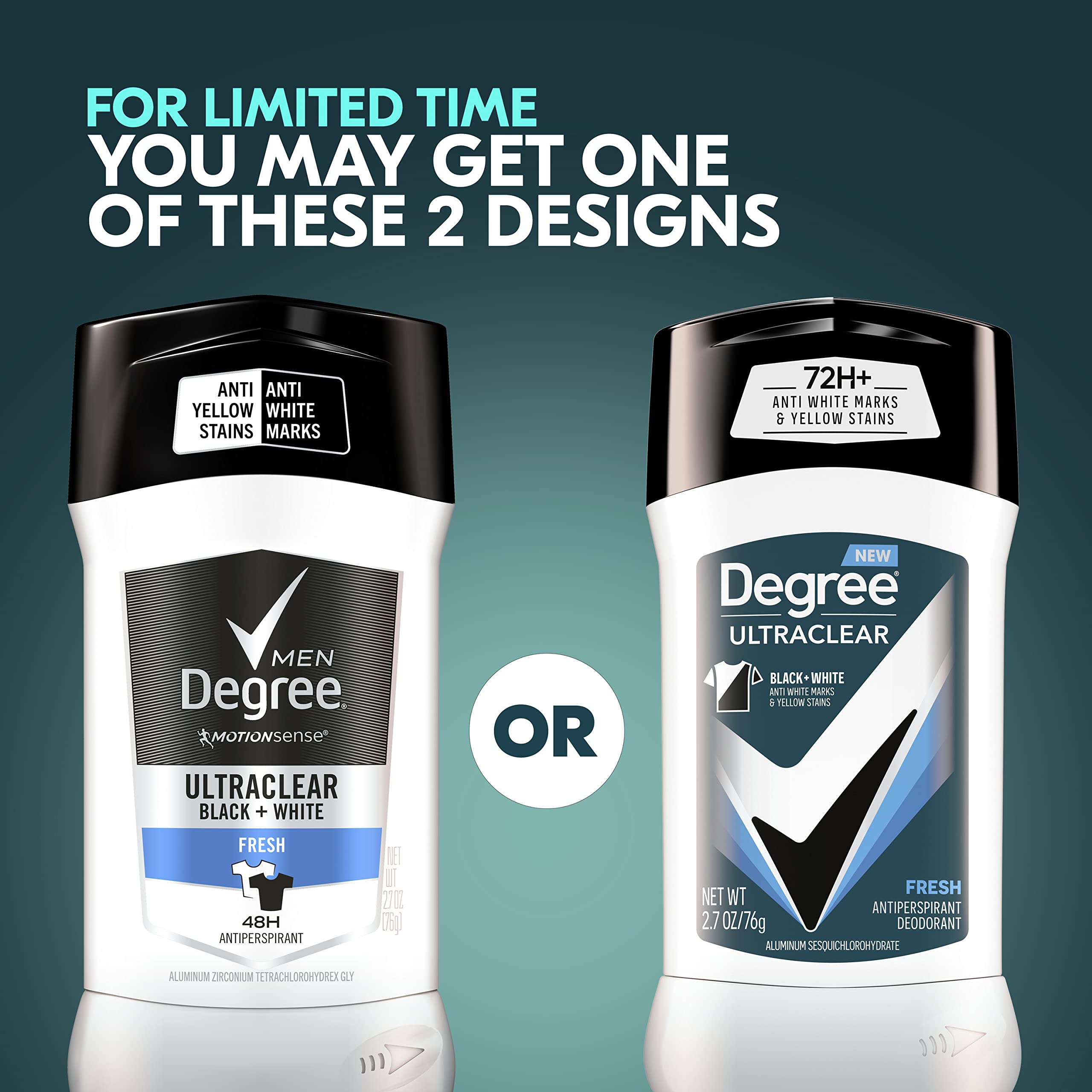 2.7 Ounce (Pack of 12) , Black/White Fresh : Degree Ultraclear Antiperspirant Deodorant, Black/White Fresh, 2.7 Ounce (Pack of 12)