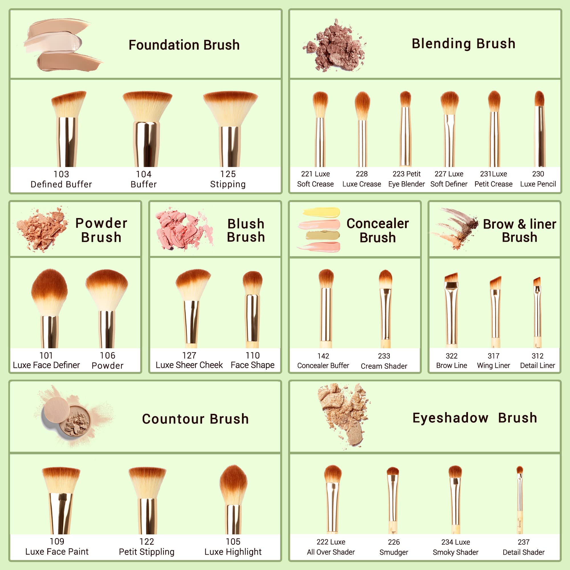 Jessup Professional Bamboo Makeup Brushes, Premium Synthetic Foundation Powder Concealer Blush Highlight Eye Blending Cosmetic Brush Set 25pcs T135