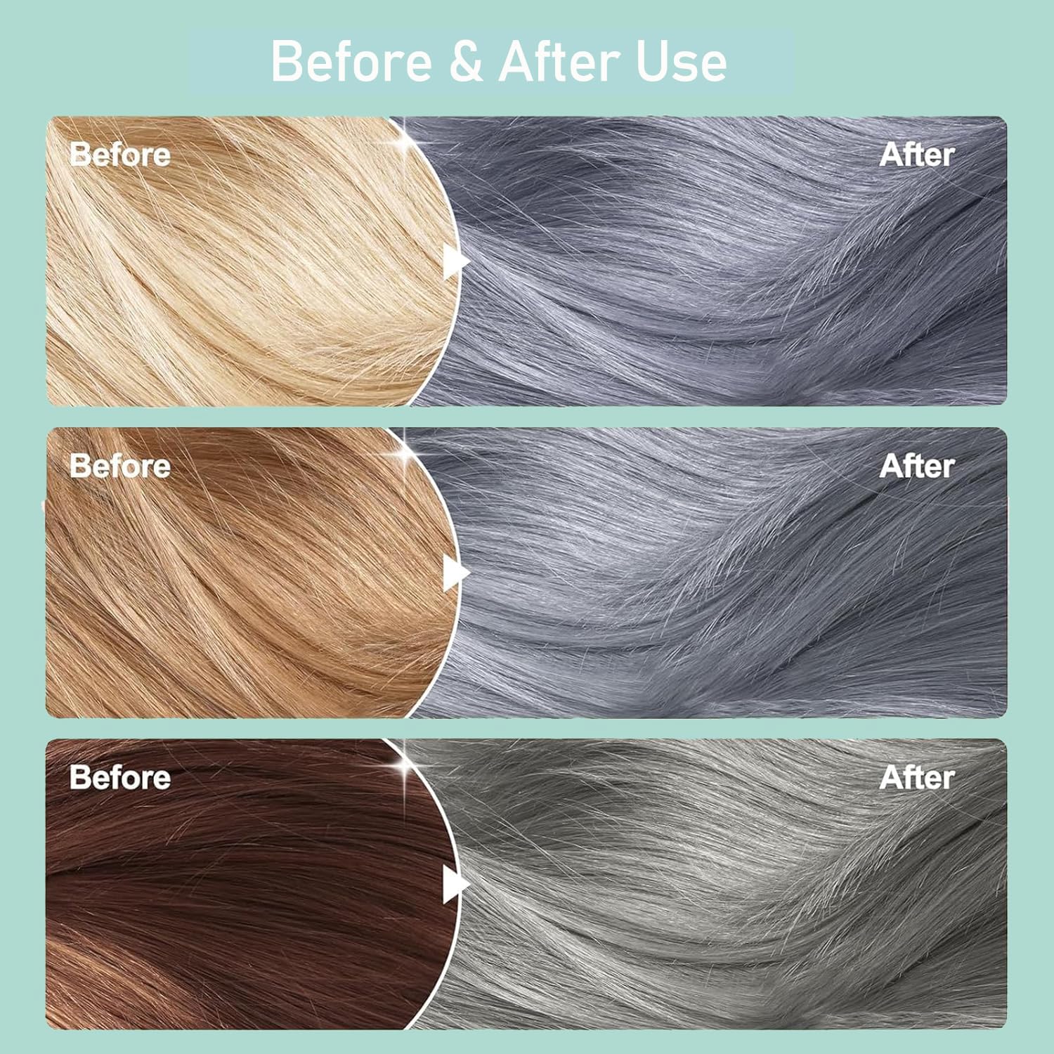 Fvquhvo Silver Gray Hair Dye Shampoo, Instant Hair Color Shampoo, Silver Shampoo Hair Dye for Women Men, Lasting Shampoo Para Canas & Champu Para Canas, Shampoo Para Pintar el Cabello