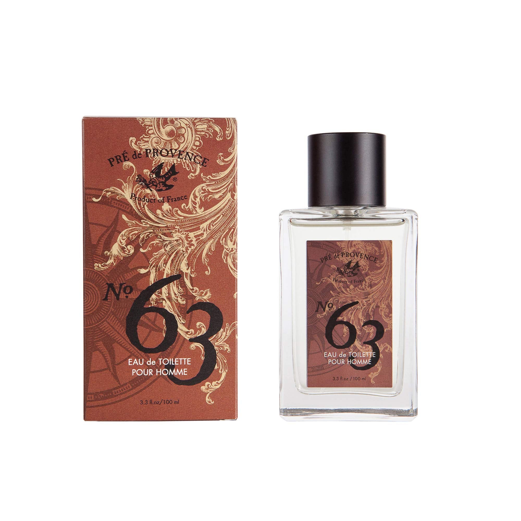 Pre de Provence No. 63 Eau de Toilette Cologne (100ml) - Aromatic, Warm, Spice Masculine Fragrance, 100ml Eau de Toilette, 3.38 Fl Oz (Pack of 1)