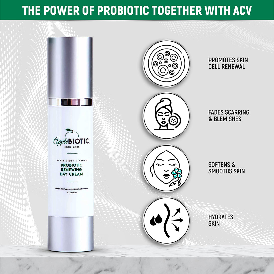 Apple Cider Vinegar Face Cream 2 PK - Hydrating, Redness Relief Face Moisturizer Lotion For Dry, Oily, Sensitive Skin, Natural Green Tea, Chamomile, Raw ACV Anti-Aging Skincare