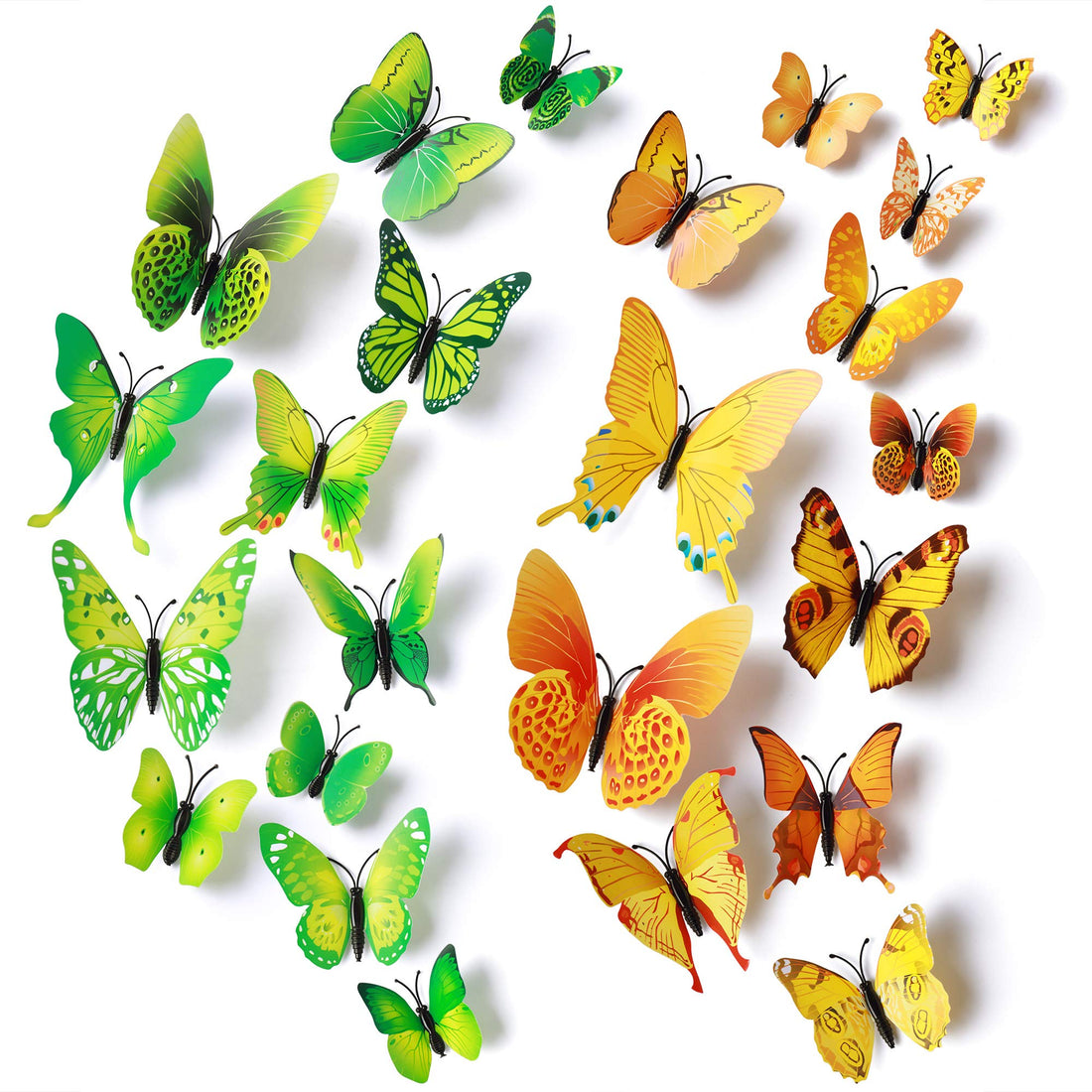 24pcs 3D Vivid Special Man-Made Lively Butterfly Art DIY Decor Wall Stickers Decals Nursery Decoration, Bathroom Décor, Office Décor, 3D Wall Art, 3D Crafts for Wall Art Kids Room Bedroom