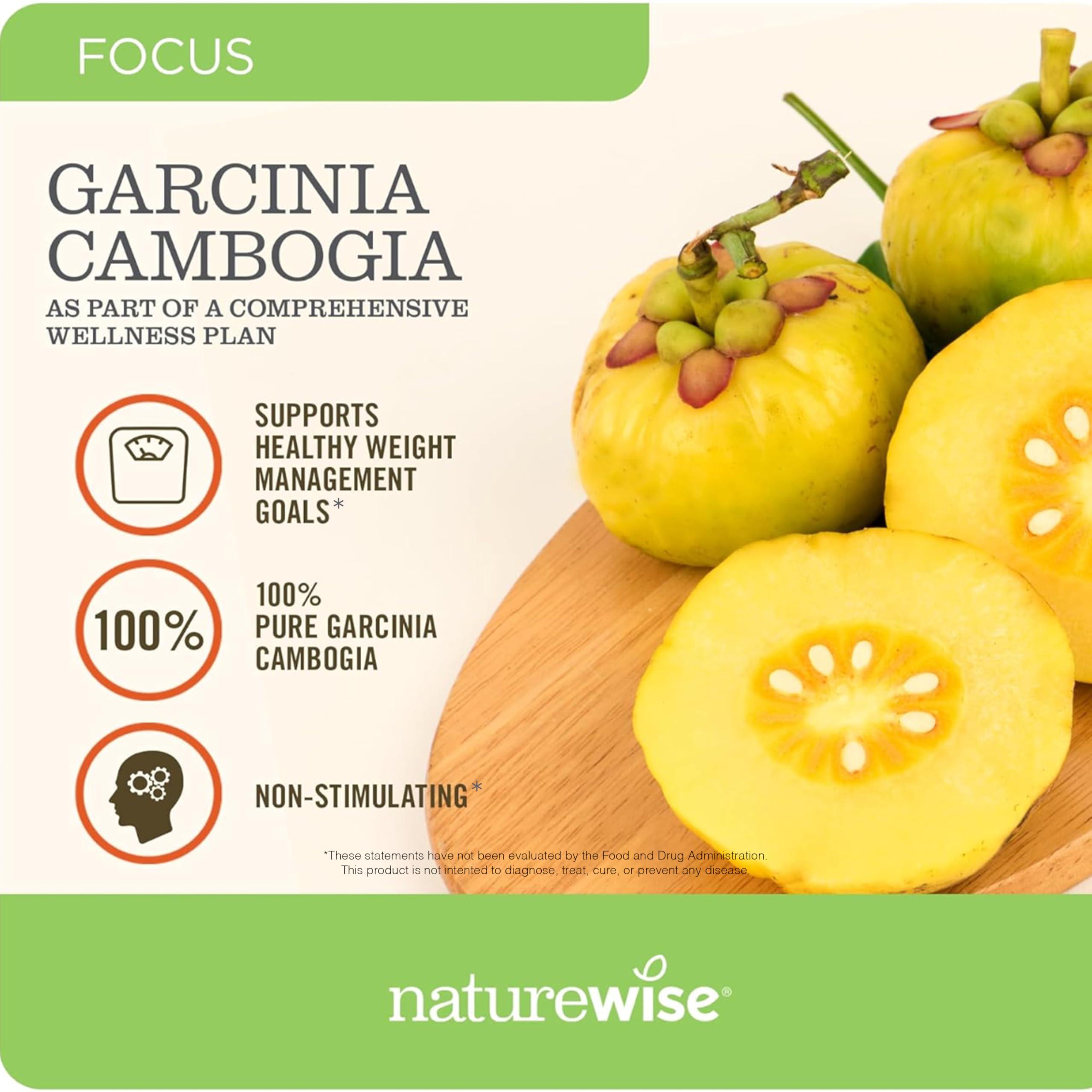 Naturewise Garcinia Cambogia - 60% HCA Concentration Extract, Natural Support for Weight Goals and Energy Levels - Vegan, Non-GMO, Gluten Free - 90 Capsules[1-3 Month Supply]