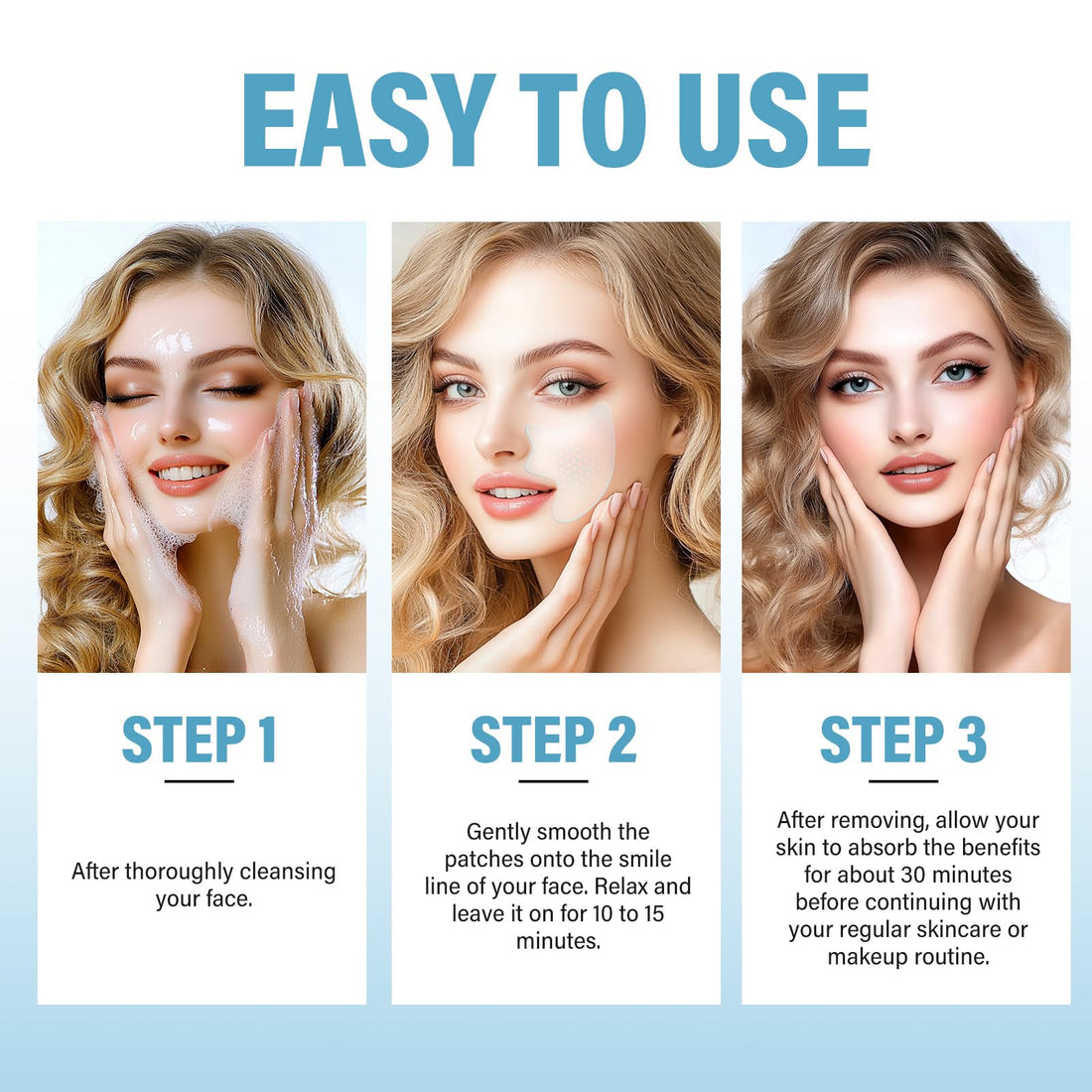 Feugole Smile Line Patches, Anti Wrinkle Patches for Face Overnight, Anti Wrinkle Facial Patches for Smile Lines Remover,16 Packs