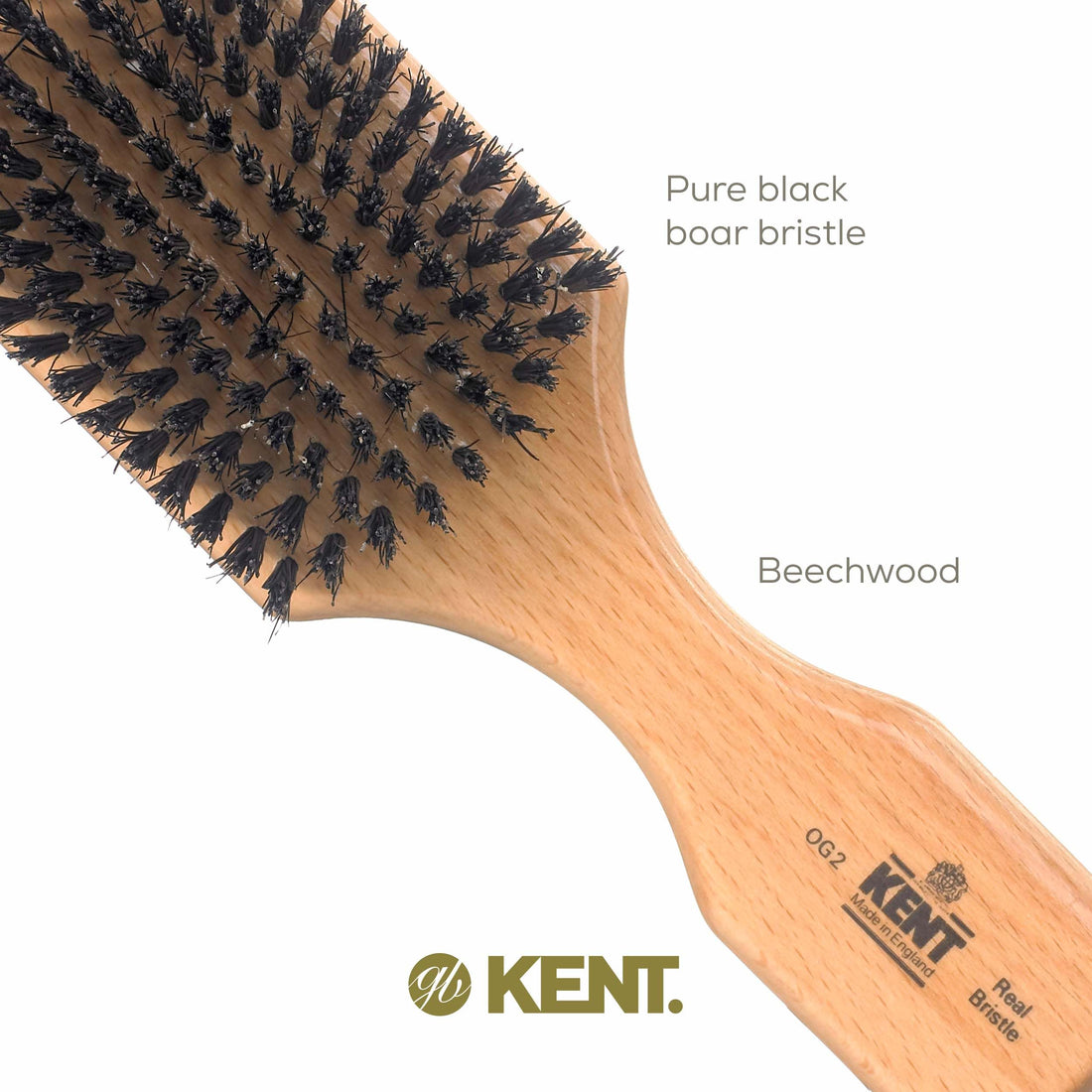 Kent Brushes Club Beech Wood Hairbrush, OG2, 6 Ounce