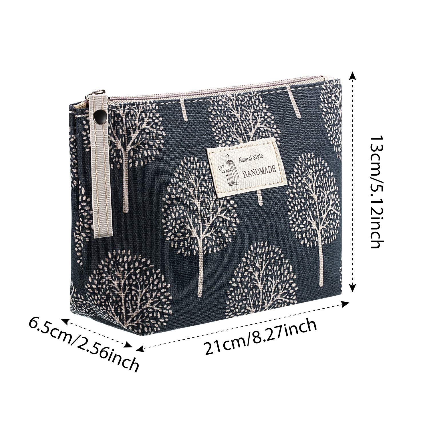 Boao 6 Pieces Canvas Cosmetic Bags Pouches for Purse with Zipper Printed Makeup Bag Multi Function Canvas Travel Pouch Organizer Pouch for Women Vacation Travel, 6 Styles(Tree Style)