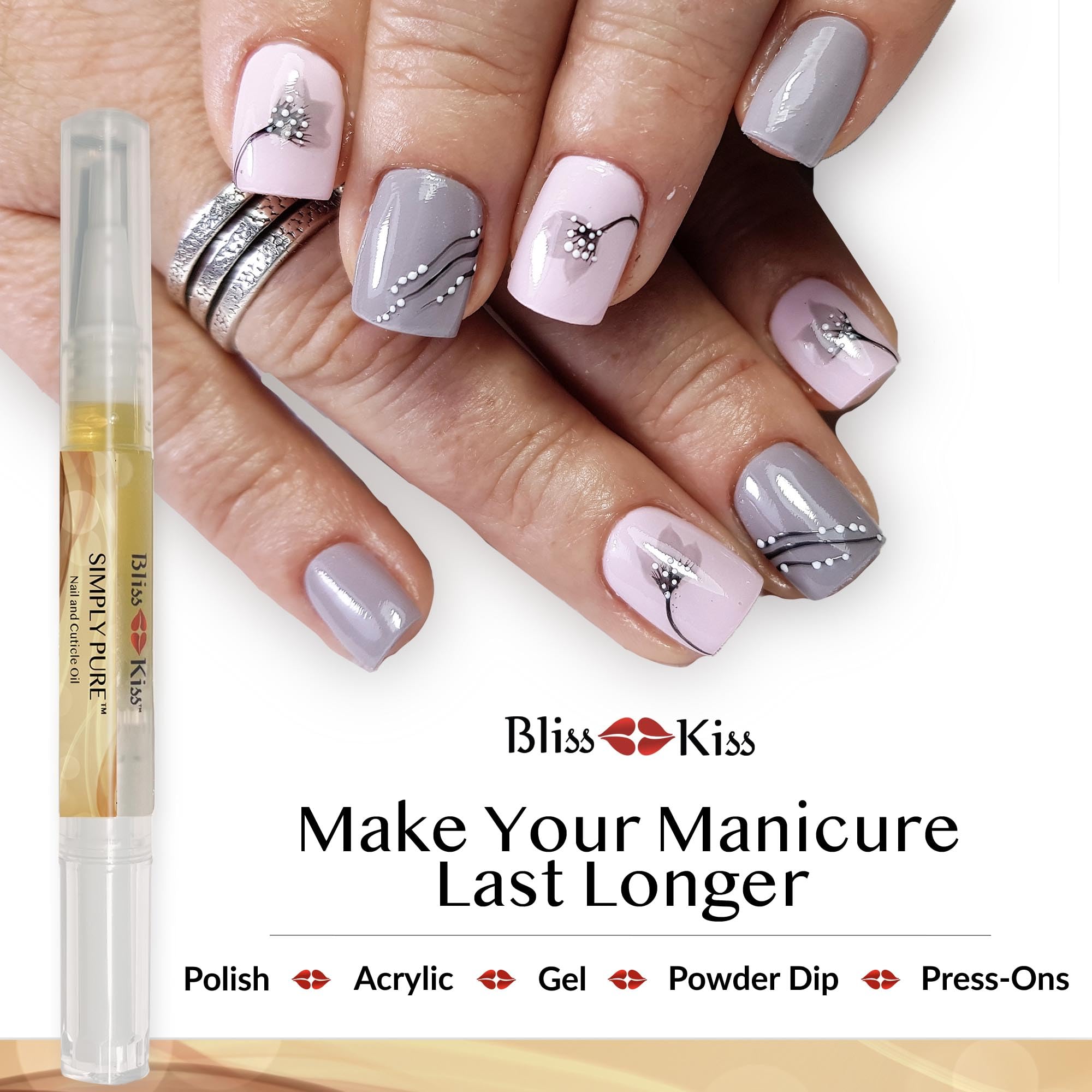 NEW Bliss Kiss Simply Pure Cuticle & Nail Oil Starter Kit - Vanilla