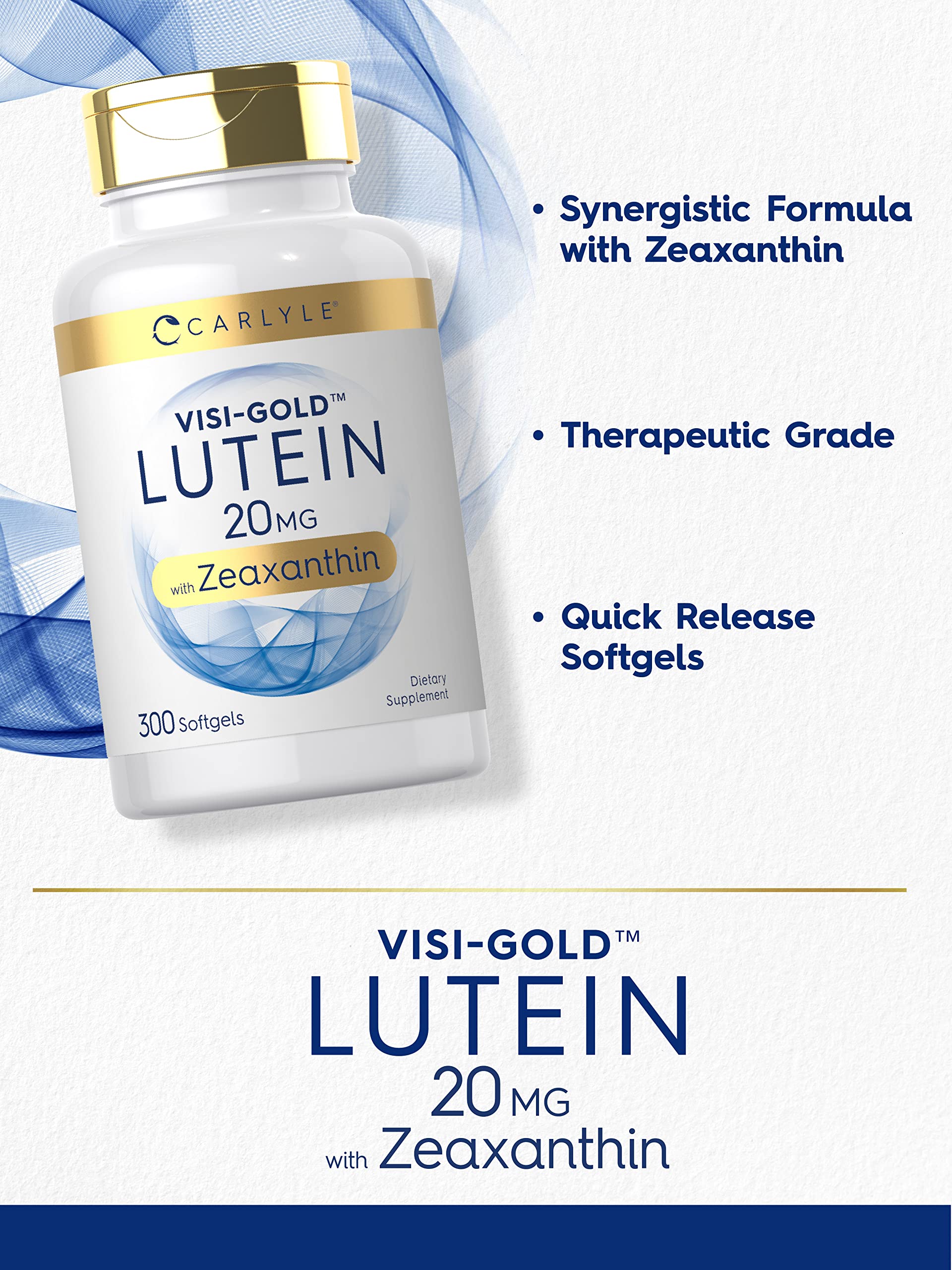 Carlyle Lutein and Zeaxanthin 20mg | 300 Softgels | Eye Health Vitamins | Non-GMO & Gluten Free Supplement