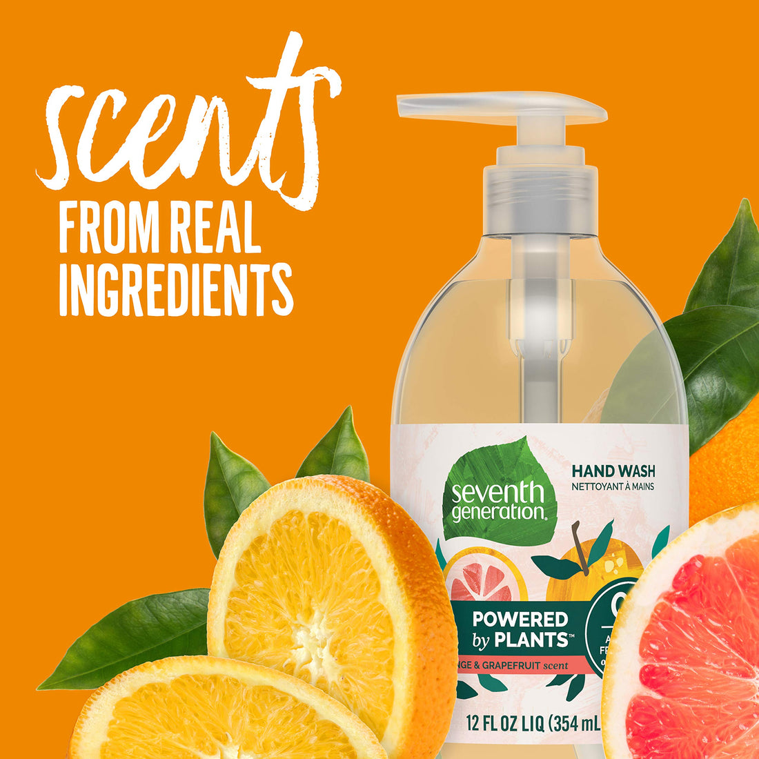Seventh Generation Hand Wash, Mandarin Orange & Grapefruit , 12 Fl Oz, (Pack of 8)