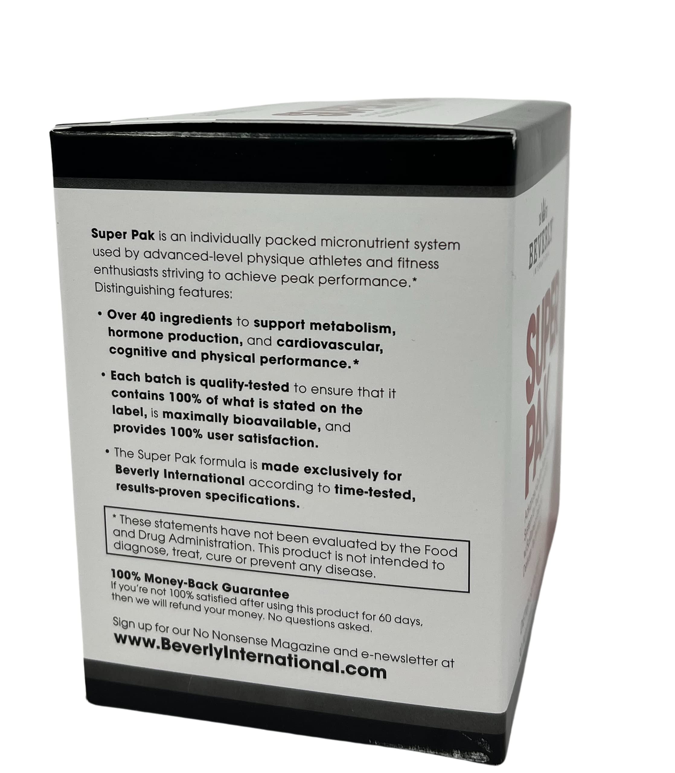 Beverly International Super Pak. 30 Packs. High-Potency Multivitamin, Daily Pack for Energy, Performance, Immune System Health. Custom-formulated for Athletes, Active Men and Women since 1970.