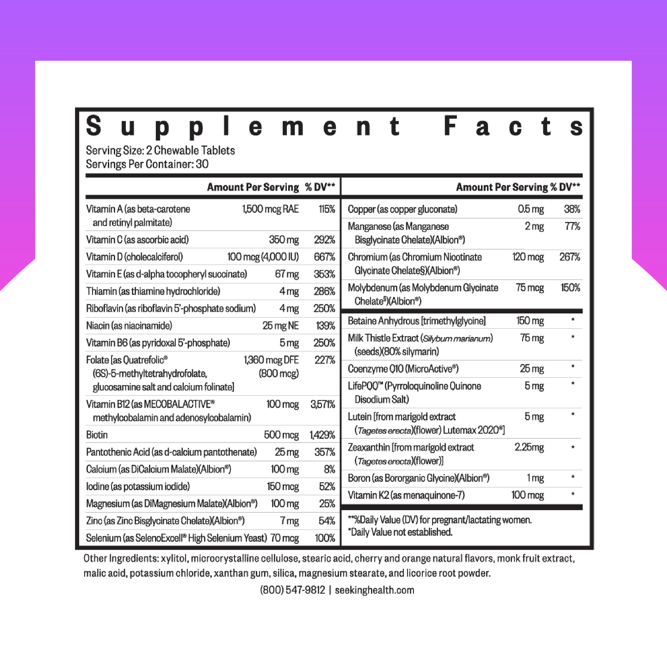 Seeking Health Prenatal Essentials Chewable, Folinic Acid and L-5-MTHF, B-Complex Vitamins, Healthy Pregnancy and Breastfeeding Support, Methylation Support, Vegan and Vegetarian (60 Tablets)*