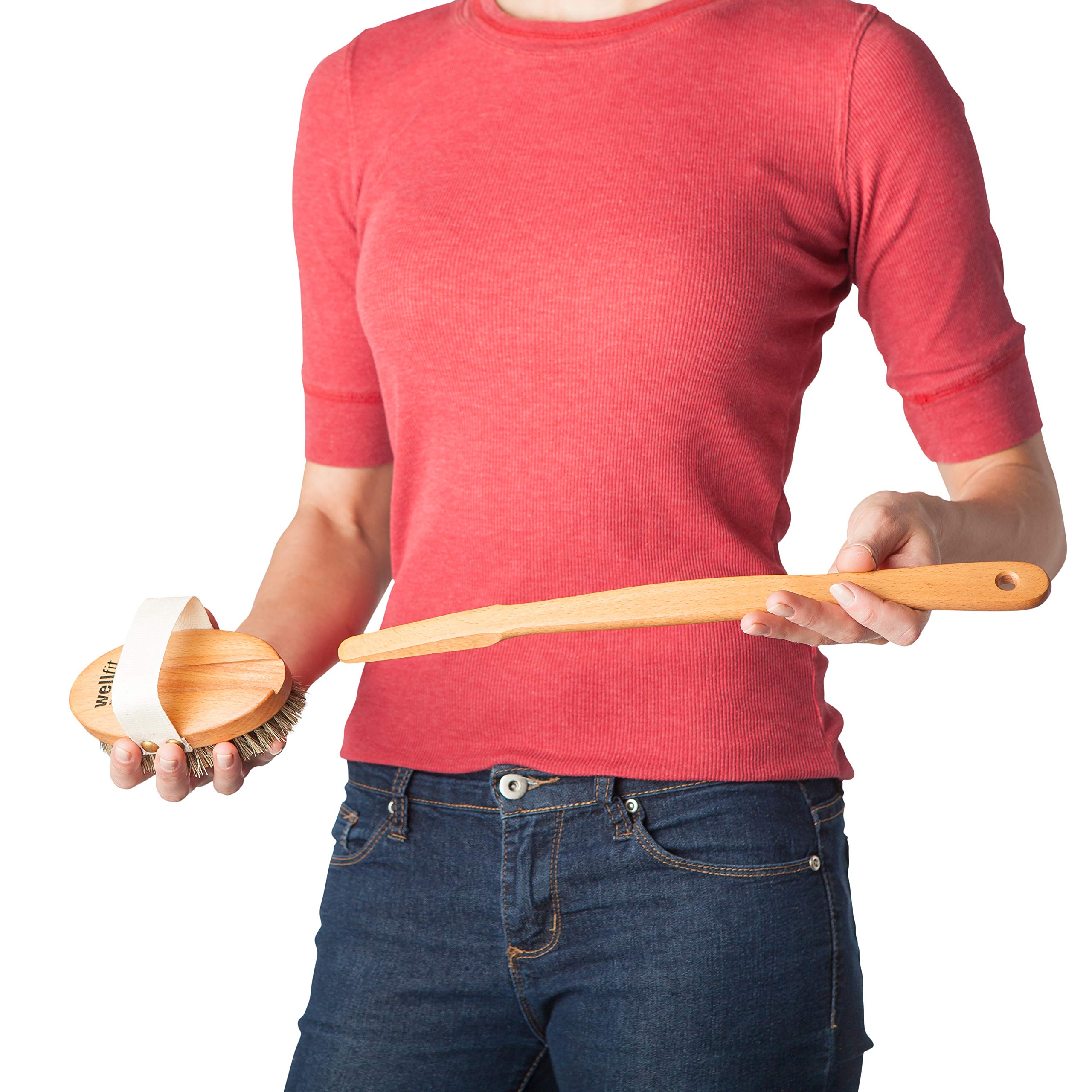 Steamed Beechwood with Horsehair/Fiber Bristles : Burstenhaus Redecker Wellfit Bath Brush with Removable Steamed Beechwood Handle and Mixed Horsehair and Plant Fiber Bristles, 17-1/2 Inches Long