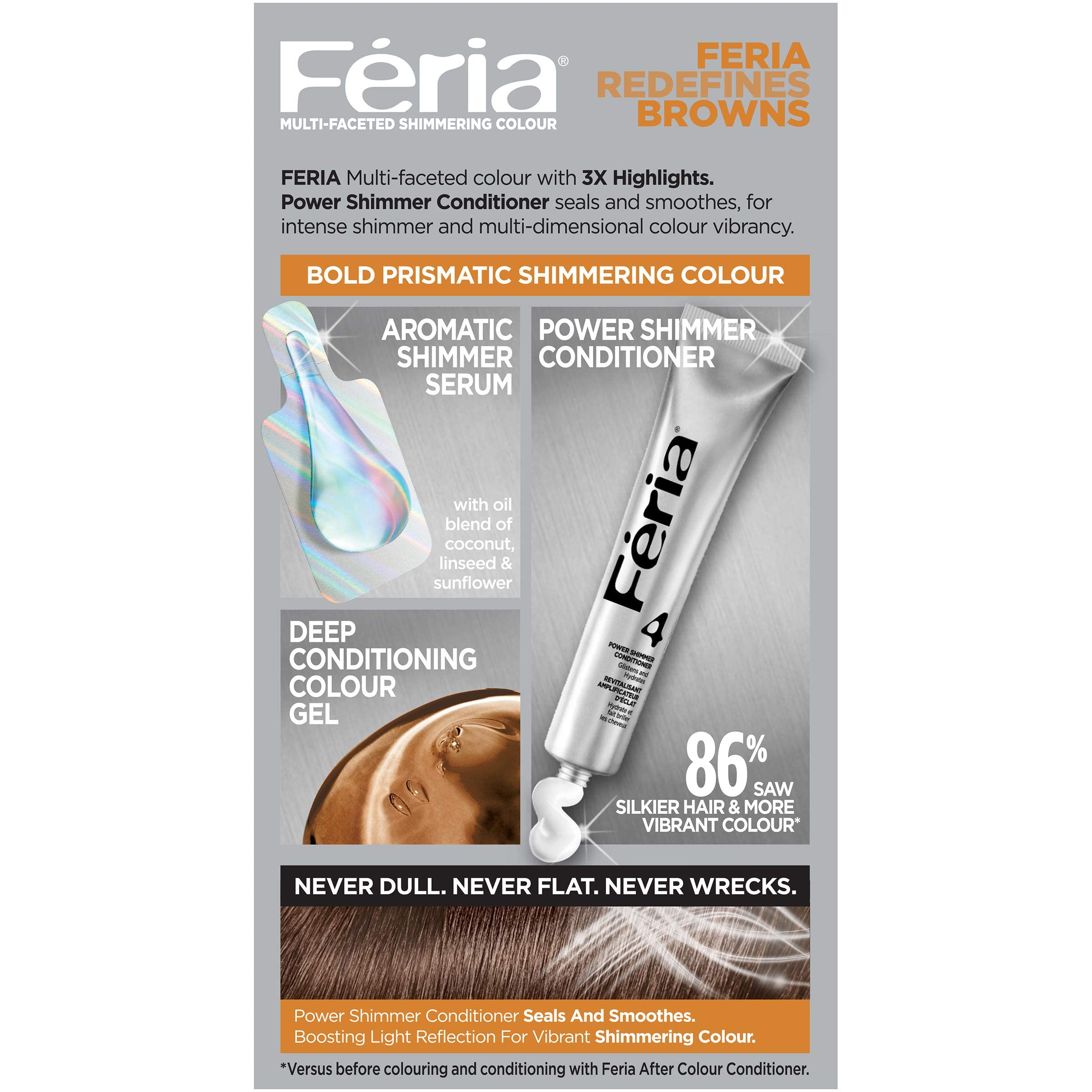 L'Oreal Paris Feria Multi-Faceted Shimmering Colour, Medium Brown [50]