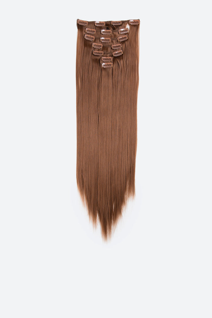 Medium Auburn-30# : SWACC Women 22 Inches Straight Full Head 7 Separate Pieces Heat Resistance Synthetic Hair Clip in Hair Extensions (Medium Auburn-30#)