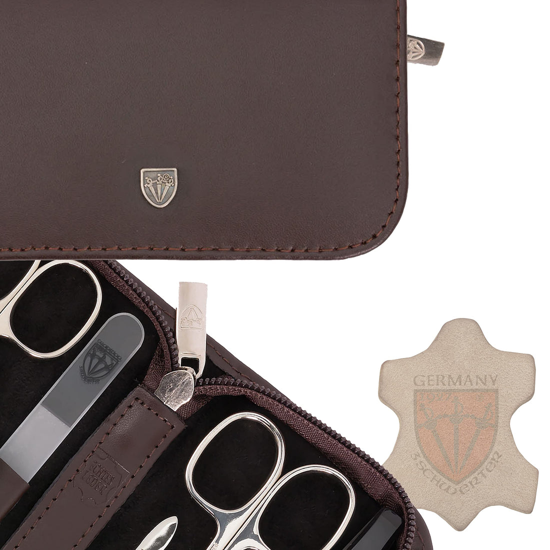 3 Swords Germany - Brand Quality 8 Piece Manicure Pedicure Grooming Kit Set For Professional Finger & Toe Nail Care Scissors Clipper Genuine Leather Case In Gift Box, Made In Solingen Germany (03645)